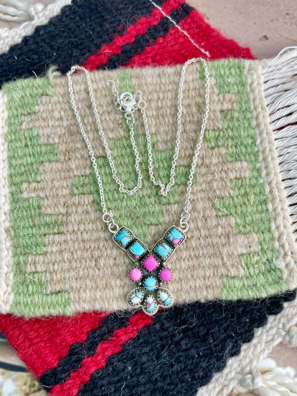 Handmade Sterling Silver Cotton Candy Necklace "Signed Nizhoni"