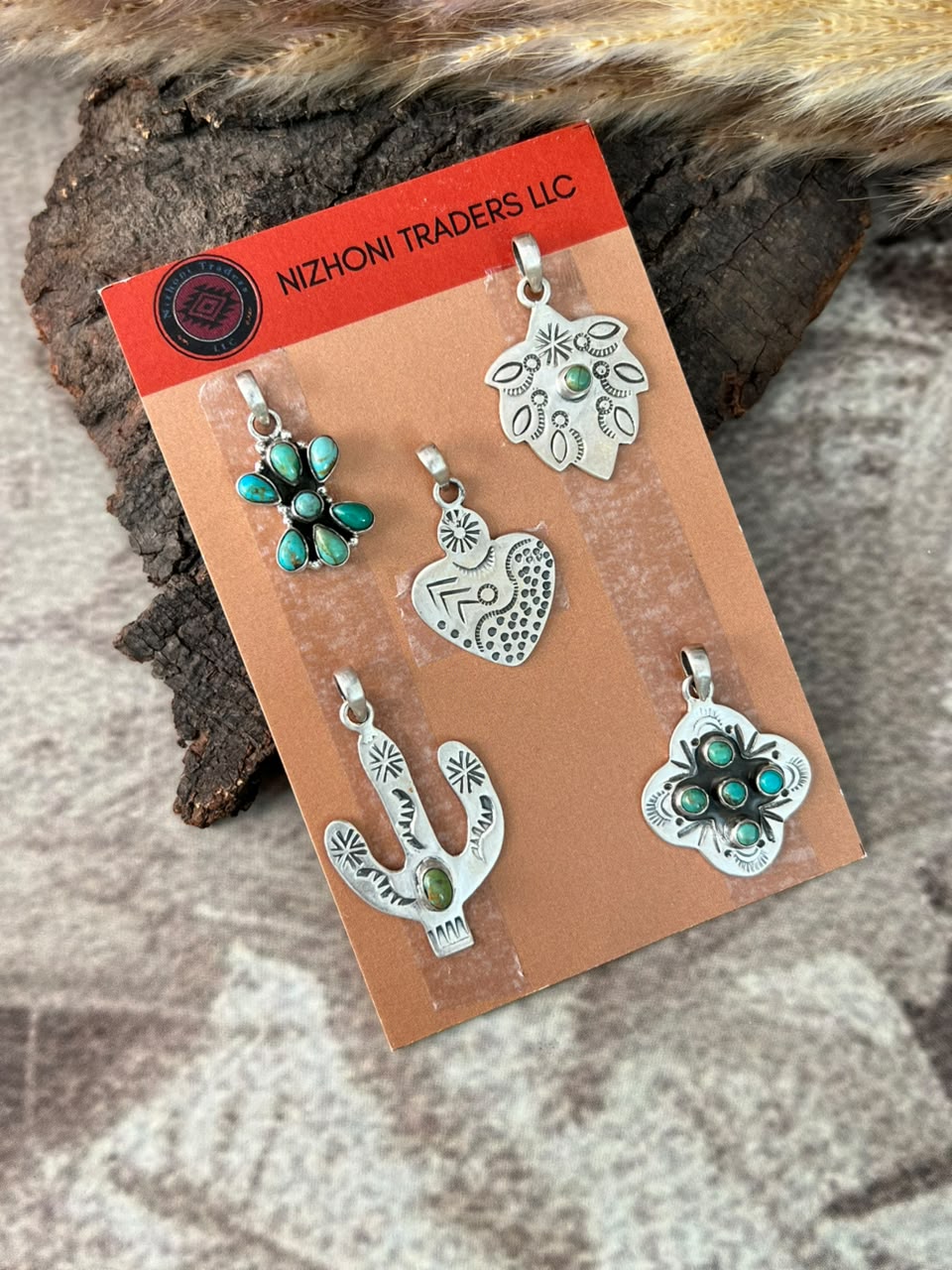 Handmade Sterling Silver Kingman Turquoise Pendant Card