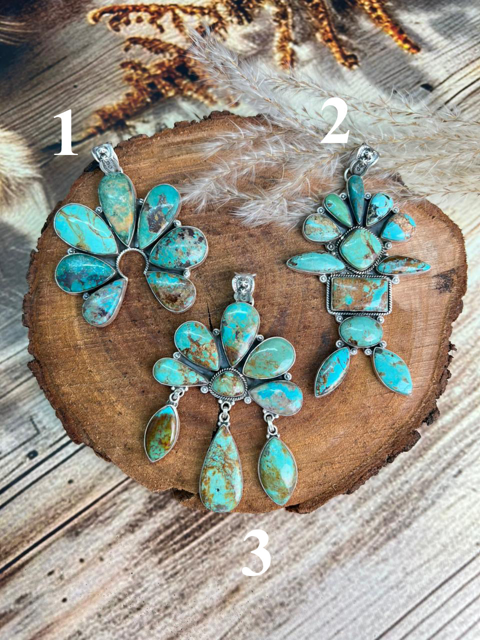 Handmade Sterling Silver Manassa Turquoise Pendant "Signed Nizhoni" (2)