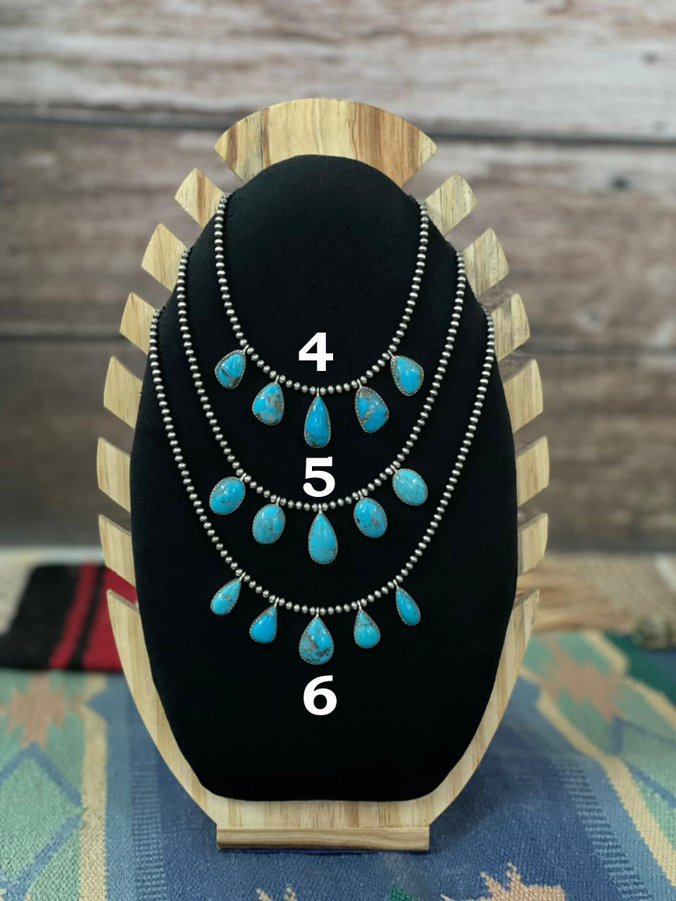 Handmade Sterling Silver Blue Kingman Turquoise Beaded Necklace "Signed Nizhoni"