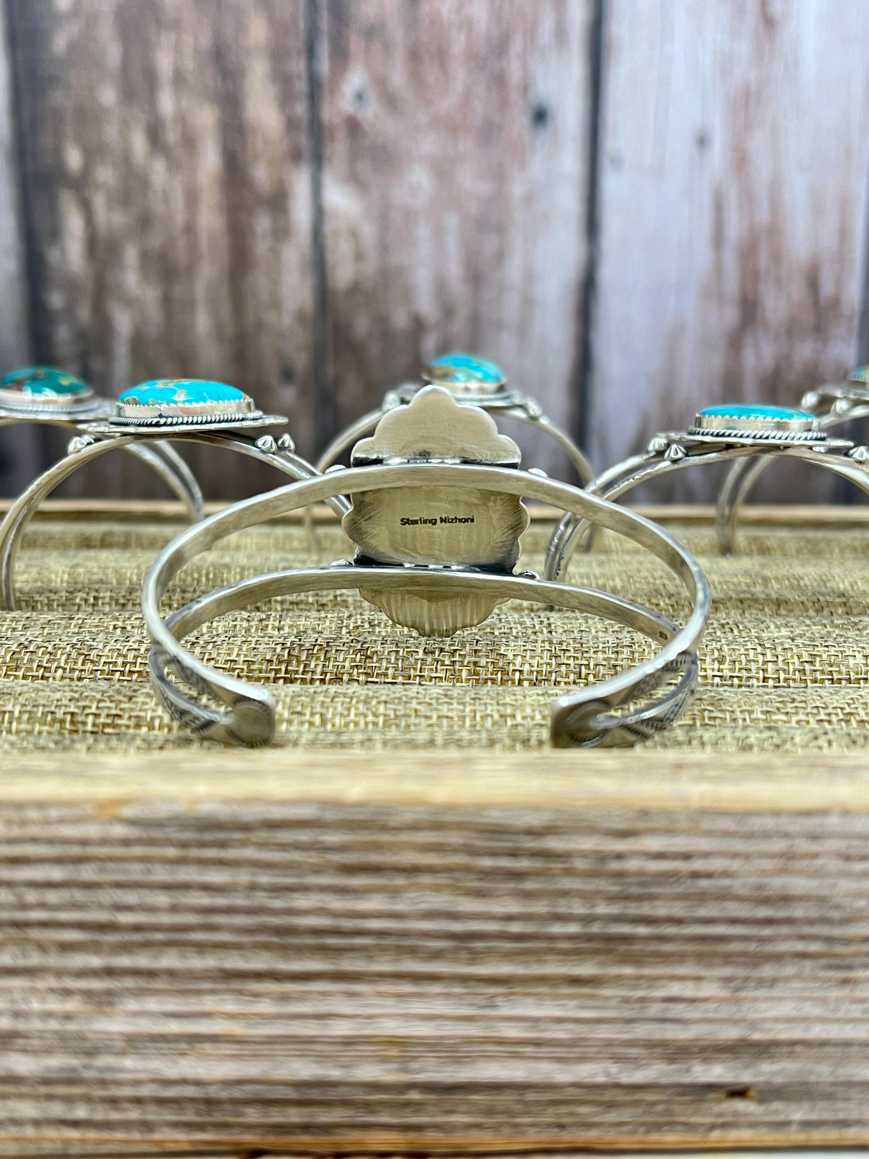 Handmade Sterling Silver Hardy Pit Cuff Bracelet with Signed Nizhoni