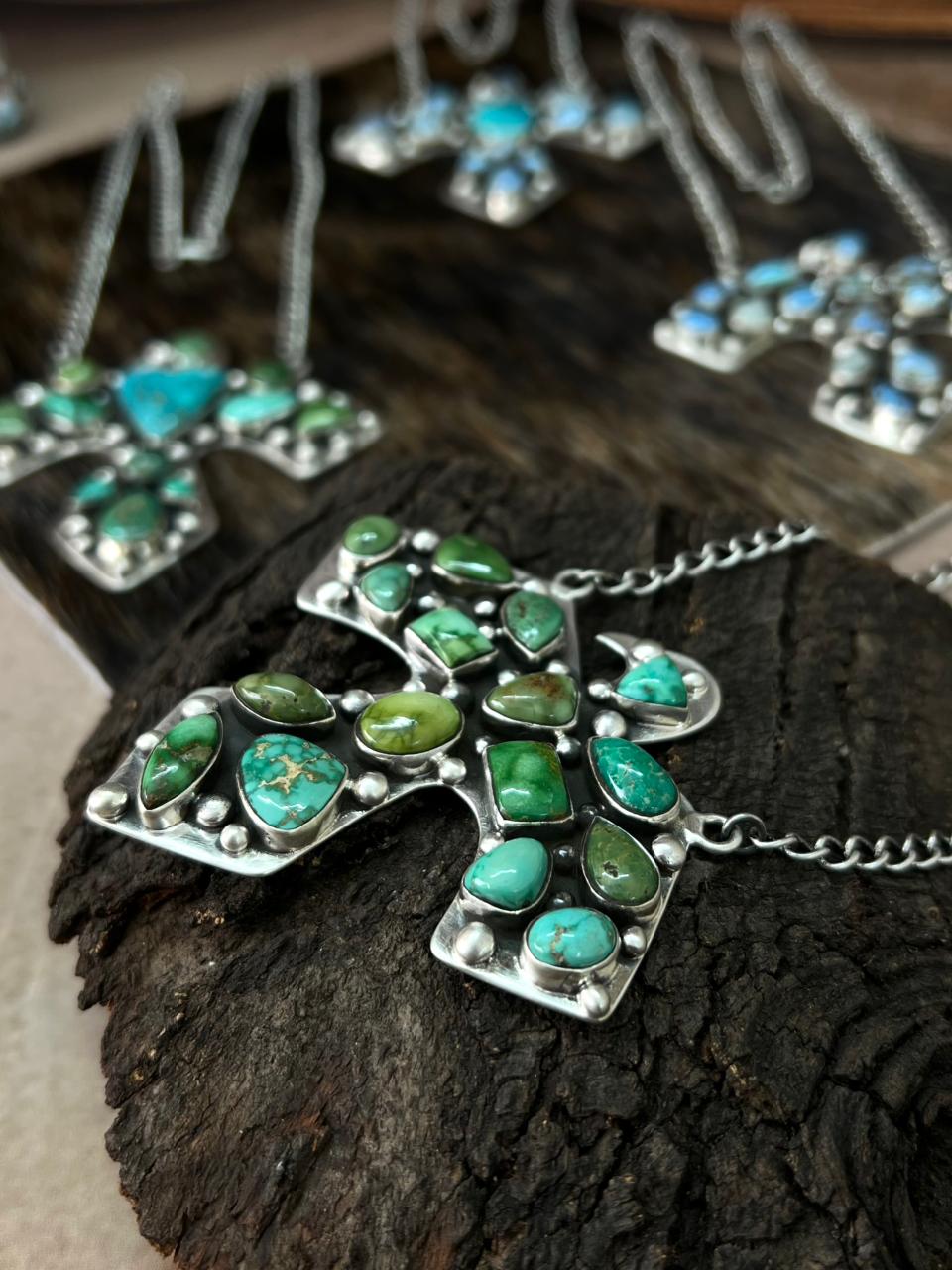 Handmade Sterling Silver Multi Stone Thunder Bird Necklace "Signed Nizhoni"