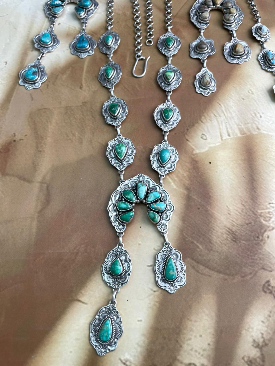 Handmade Sterling Silver Multi Stones Necklace "Signed Nizhoni"