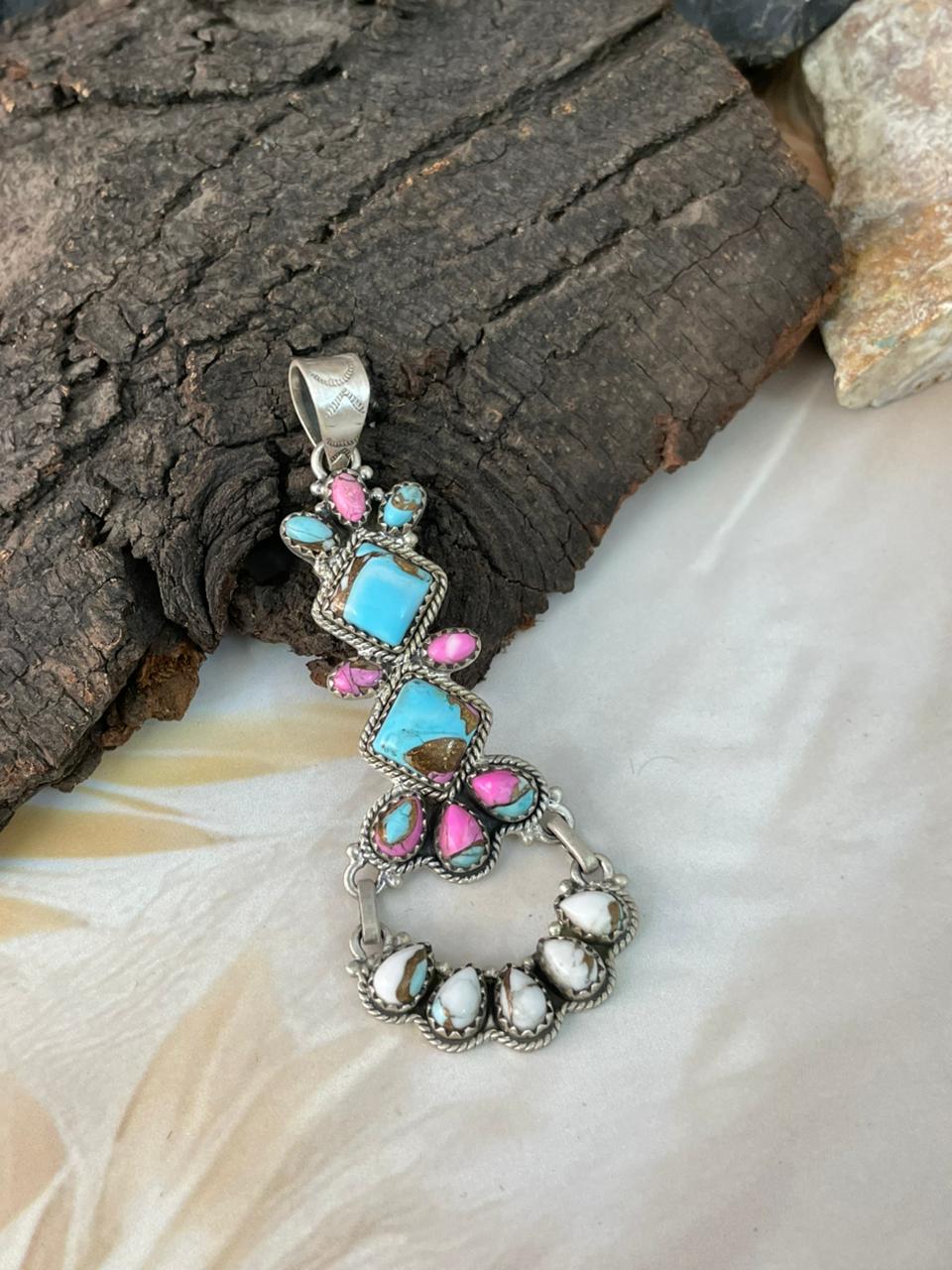 Handmade Sterling Silver Cotton Candy Pendant "Signed Nizhoni"