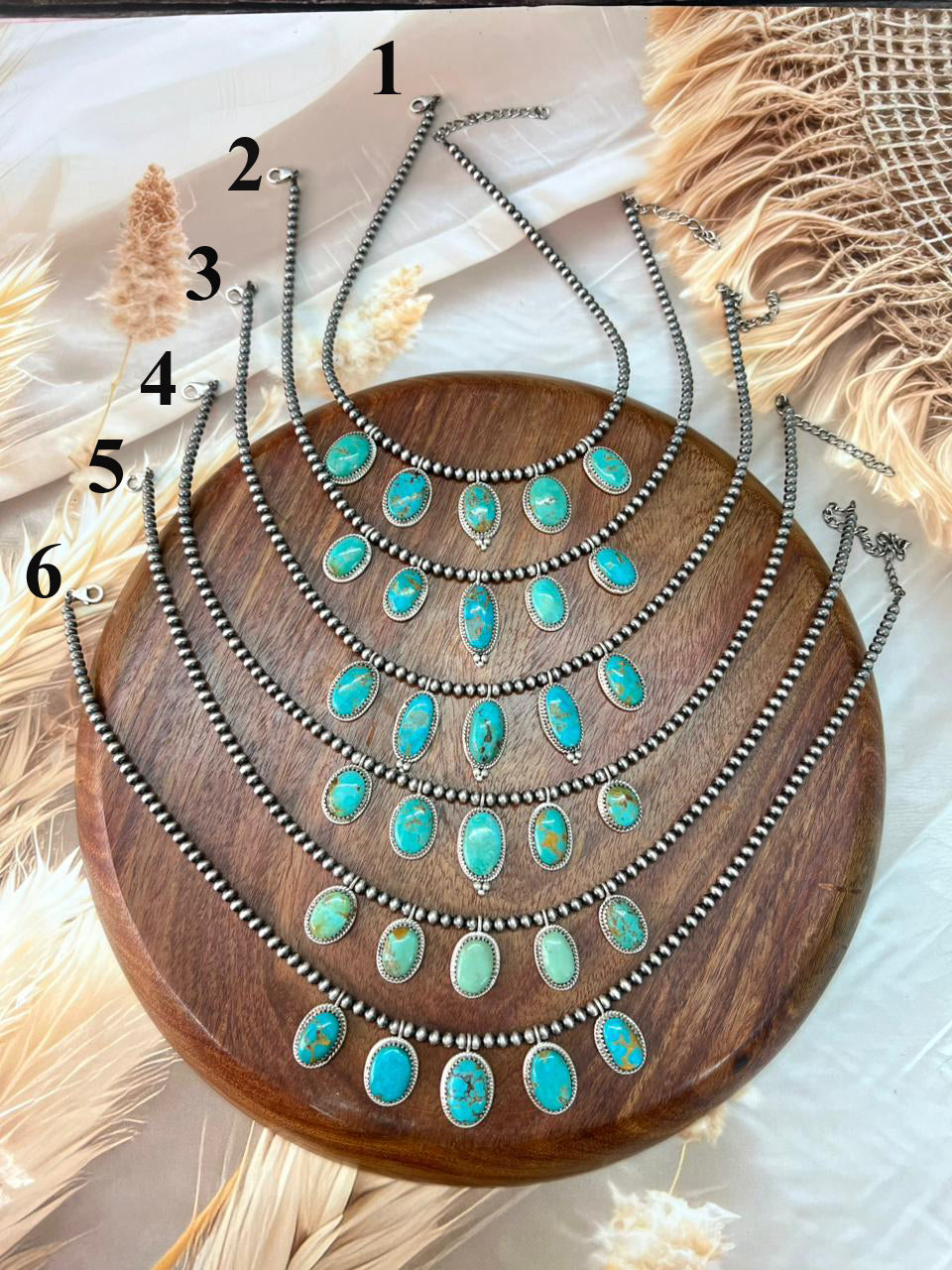 Handmade Sterling Silver Santa Maria Turquoise Beaded Necklace "Signed Nizhoni"