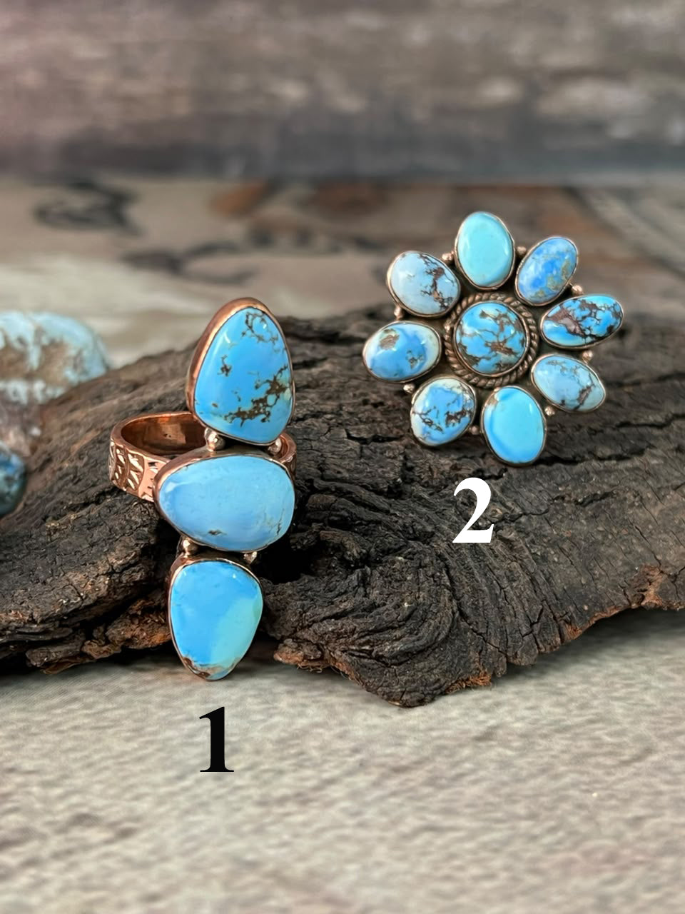Handmade Golden Hills Turquoise Copper Collection: Adjustable Ring Signed Nizhoni