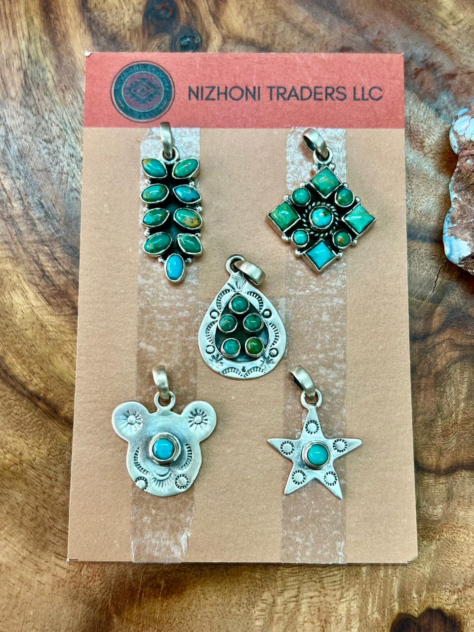 Handmade Sterling Silver Kingman Turquoise Pendant Card