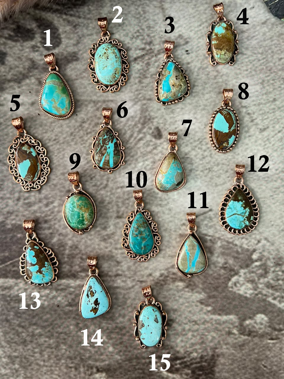 Handmade Royston Turquoise Copper Collection: Pendant Signed Nizhoni