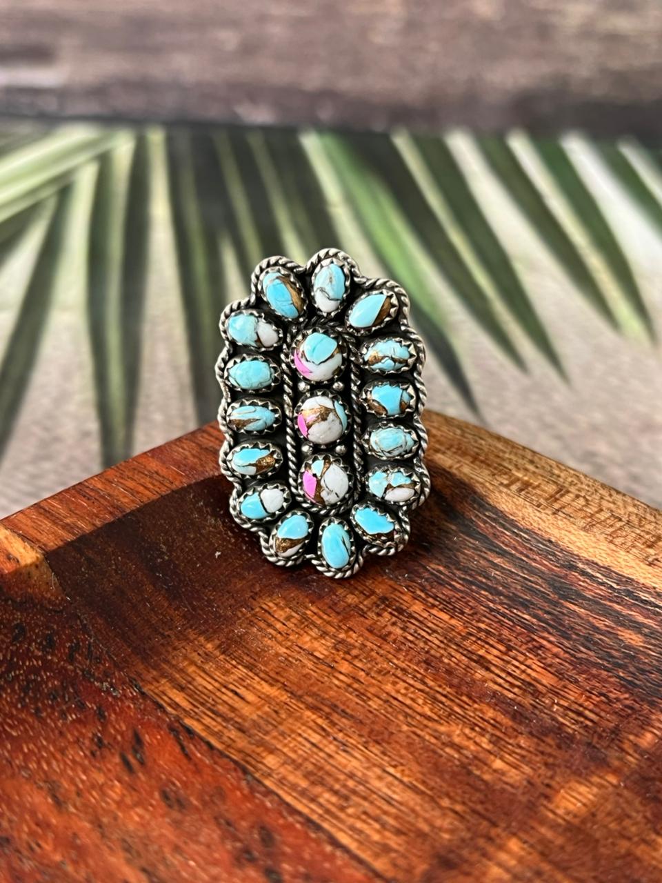 Handmade Sterling Silver Cotton Candy Adjustable Ring "Signed Nizhoni"