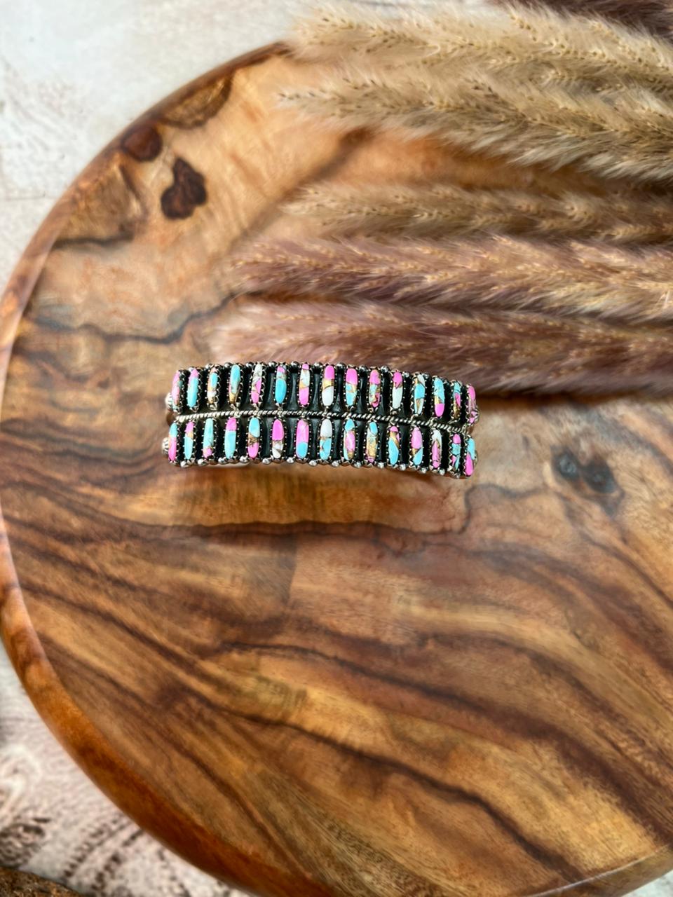 Handmade Sterling Silver Cotton Candy Cuff Bracelet "Signed Nizhoni"