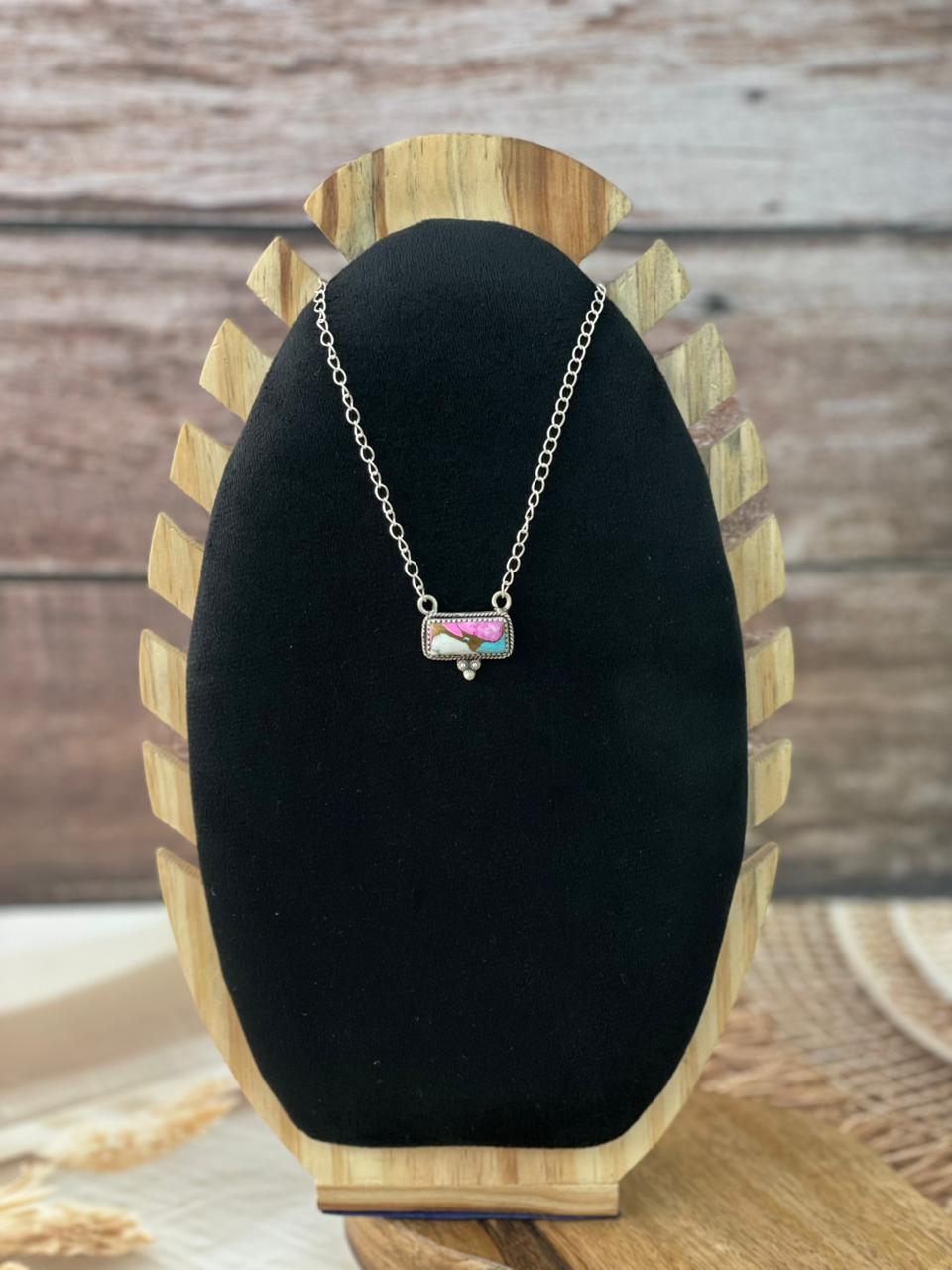 Handmade Sterling Silver Cotton Candy Necklace Signed Nizhoni