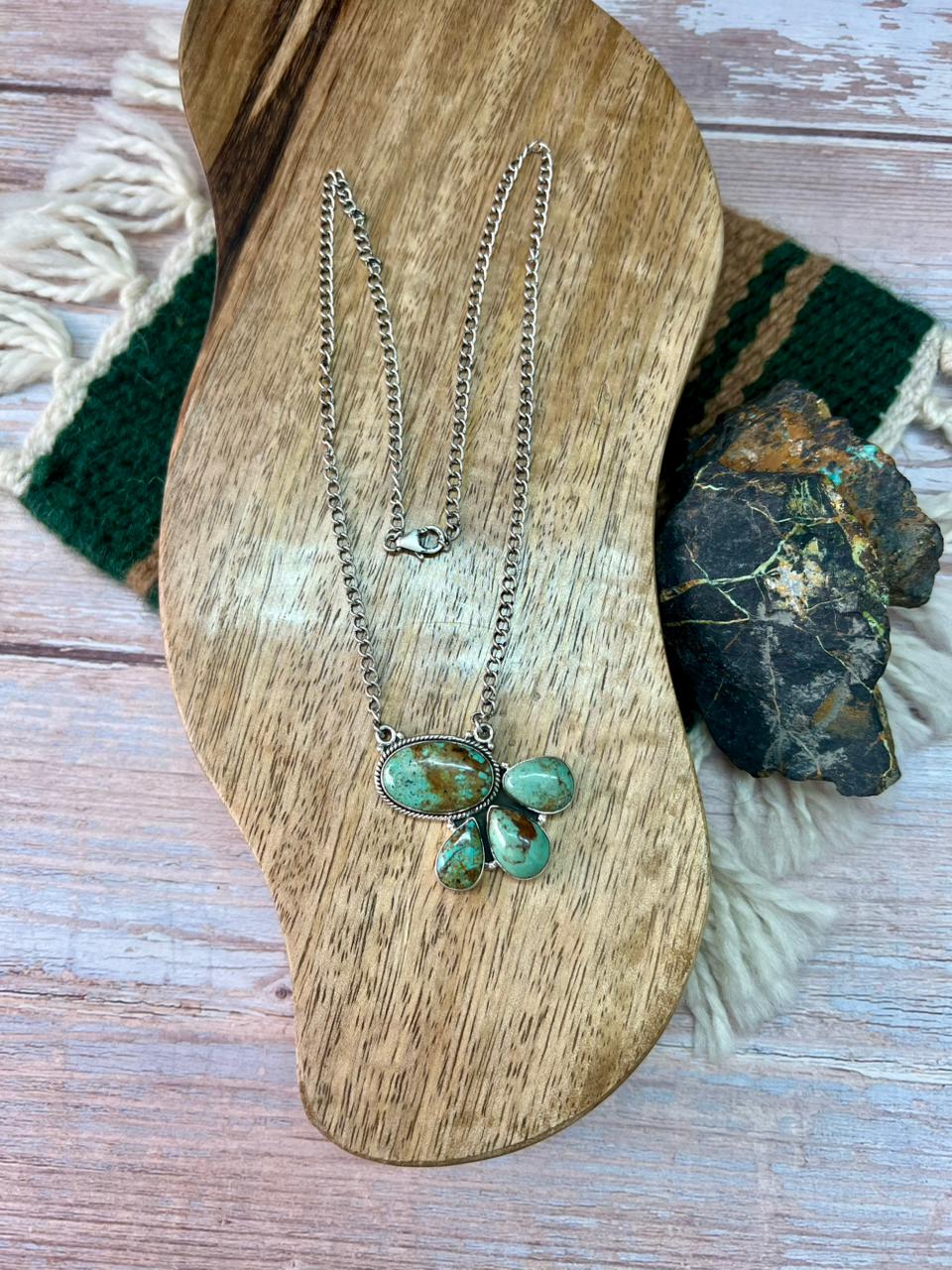 Handmade Sterling Silver Baja Turquoise Collection: Necklace "Signed Nizhoni"