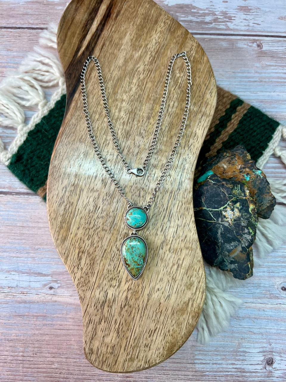 Handmade Sterling Silver Baja Turquoise Collection: Necklace "Signed Nizhoni"
