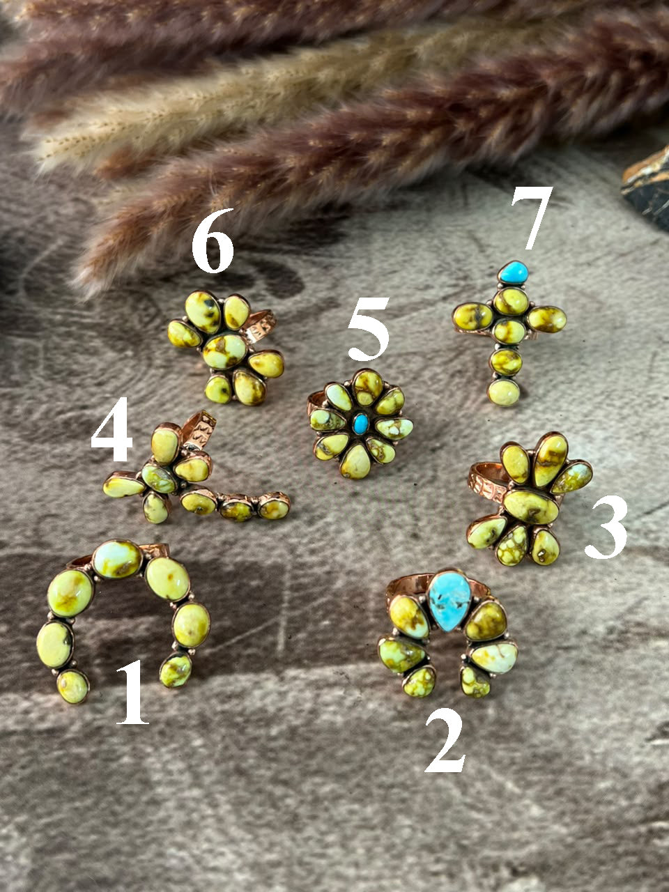 Handmade Palomino with White Water Turquoise Copper Collection: Adjustable Ring Signed Nizhoni