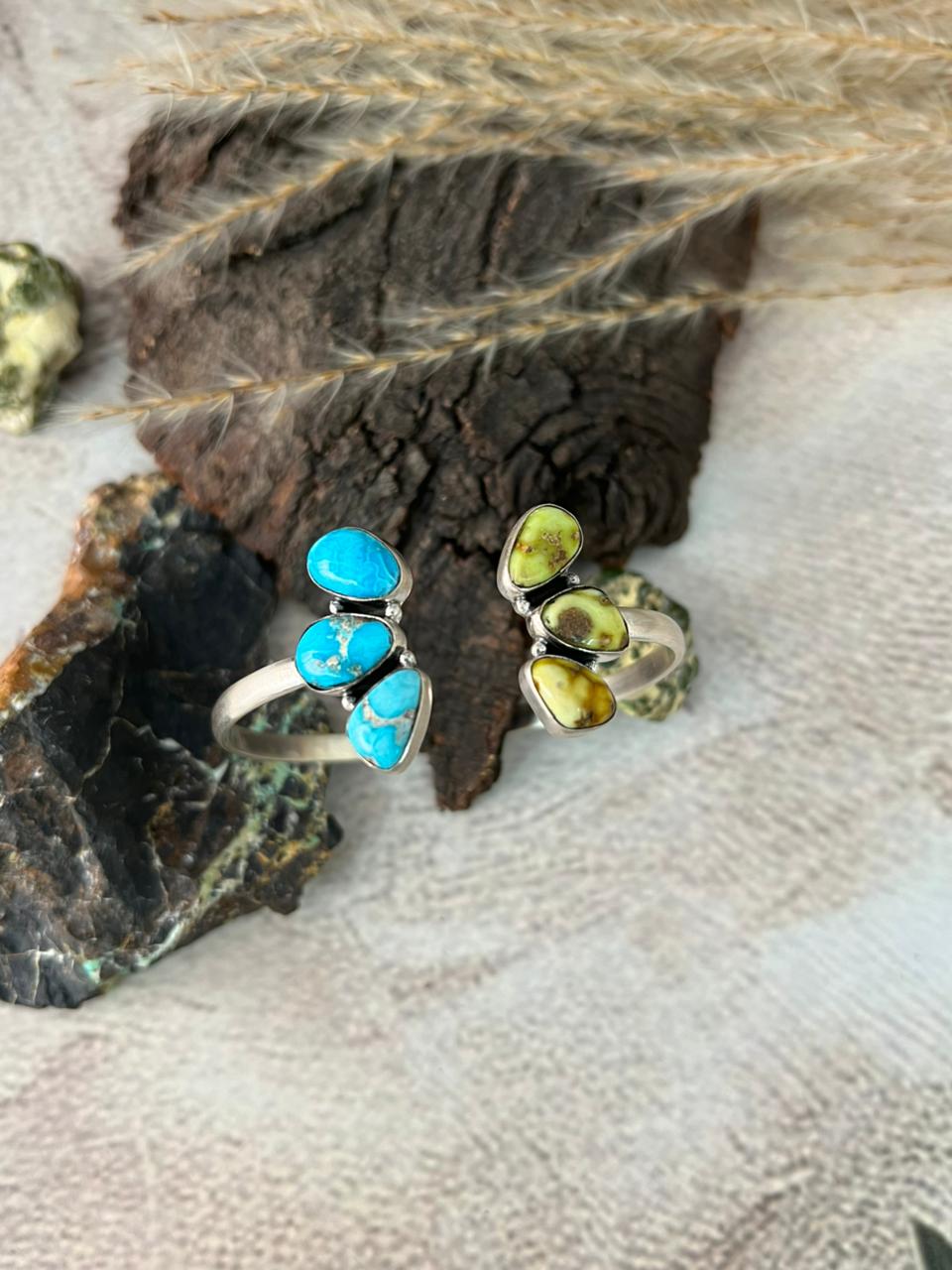 Handmade Sterling Silver Sierra Bella with Palomino Turquoise Collection: Cuff Bracelet "Signed Nizhoni"