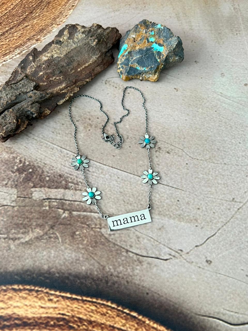 Handmade Sterling Silver Mama Collection: Kingman Turquoise Necklace