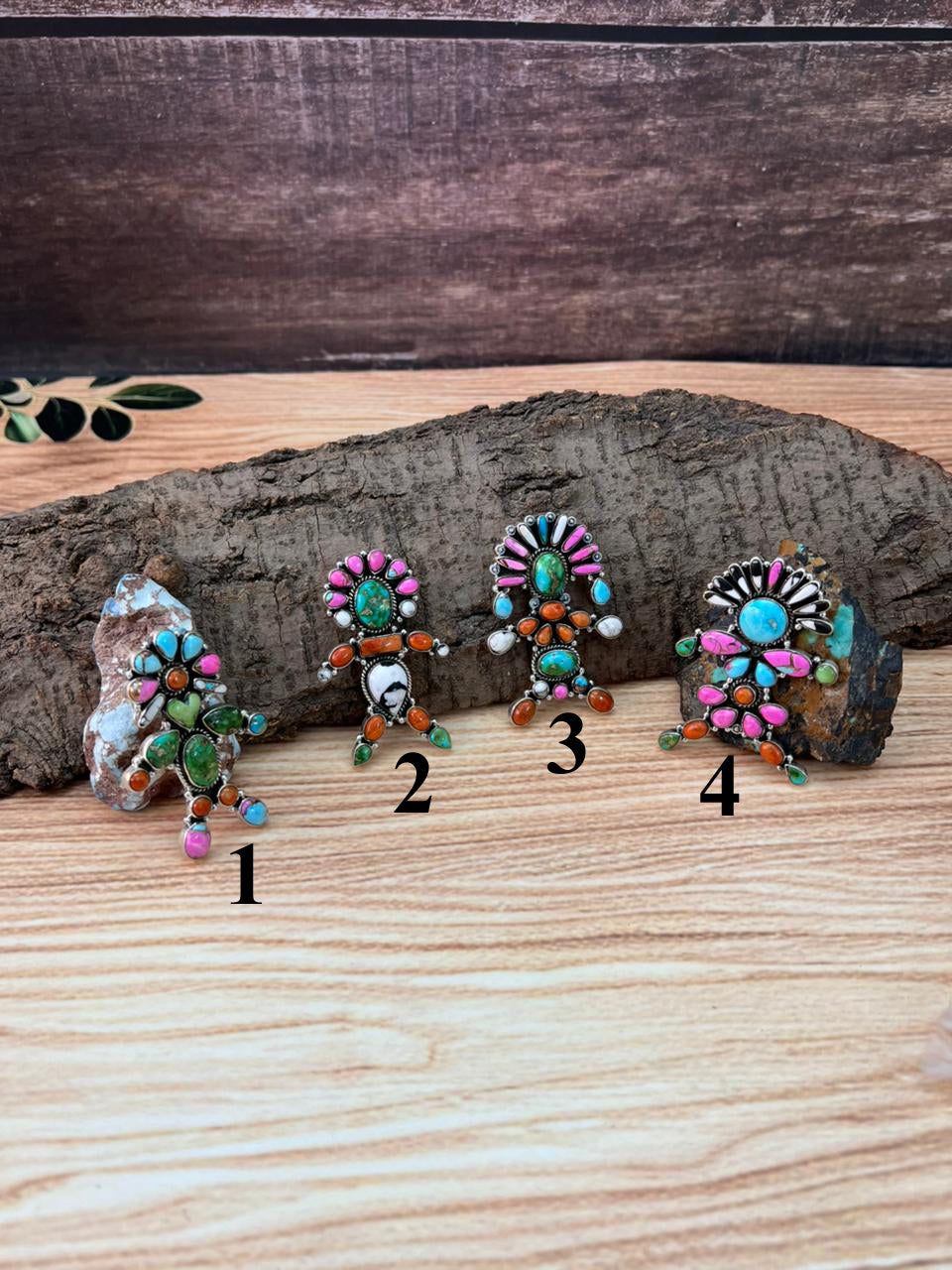 Handmade Sterling Silver Spring Collection: Sonoran Mountain with Orange Mojave, Cotton Candy and White Buffalo Pendant "Signed Nizhoni"