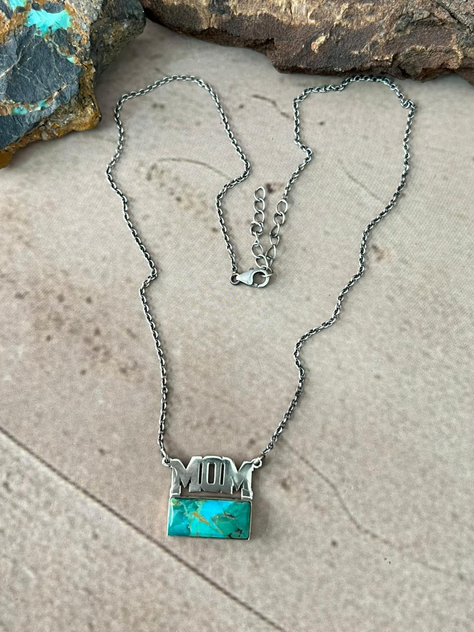 Handmade Sterling Silver Mama Collection: Kingman Turquoise Necklace