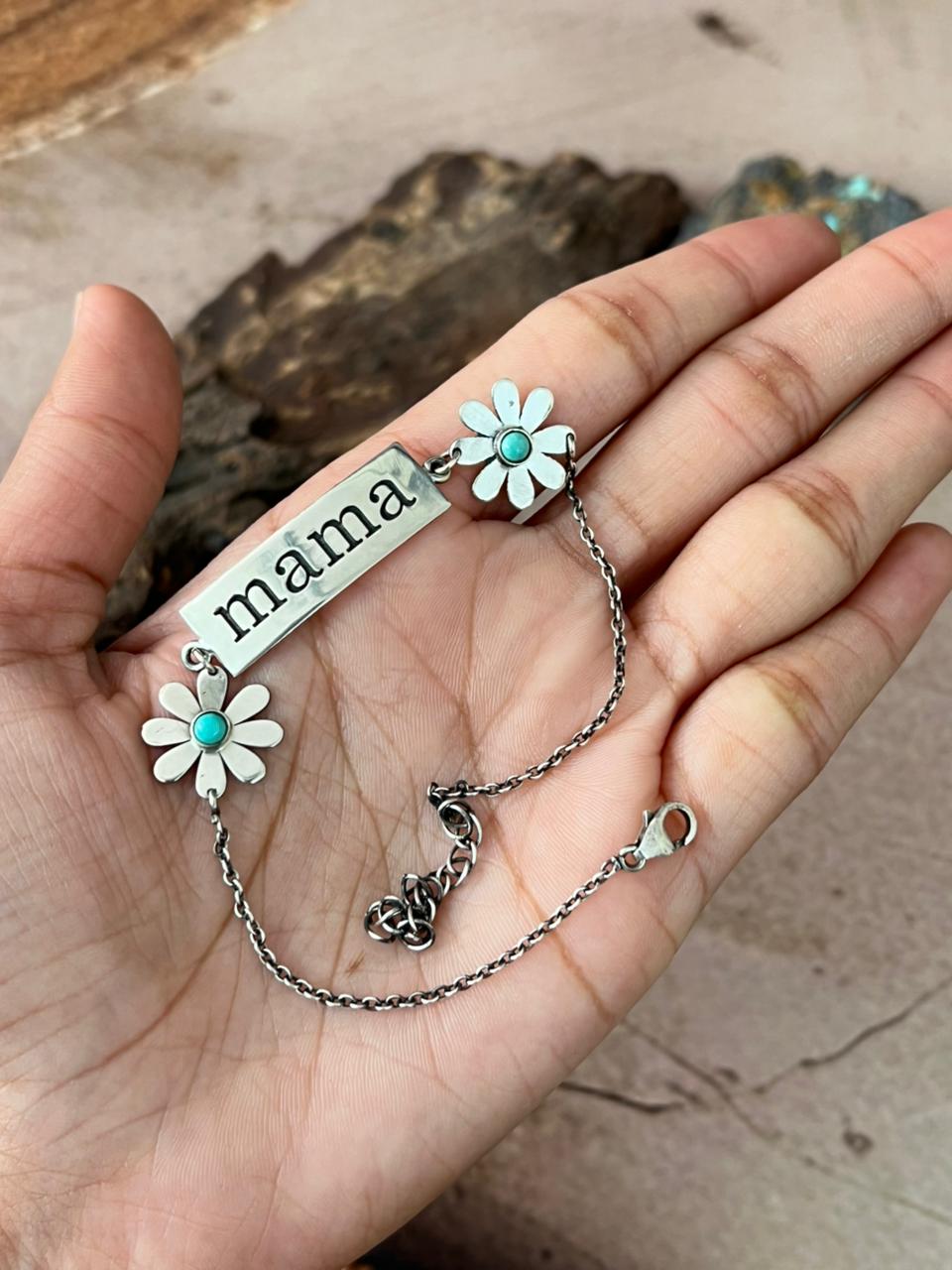 Handmade Sterling Silver Mama Collection: Kingman Turquoise Bracelet