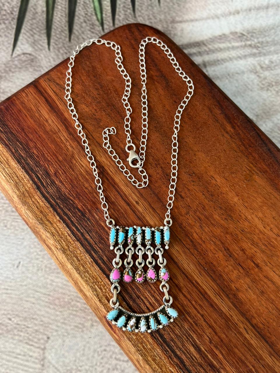 Handmade Sterling Silver Cotton Candy Necklace "Signed Nizhoni"