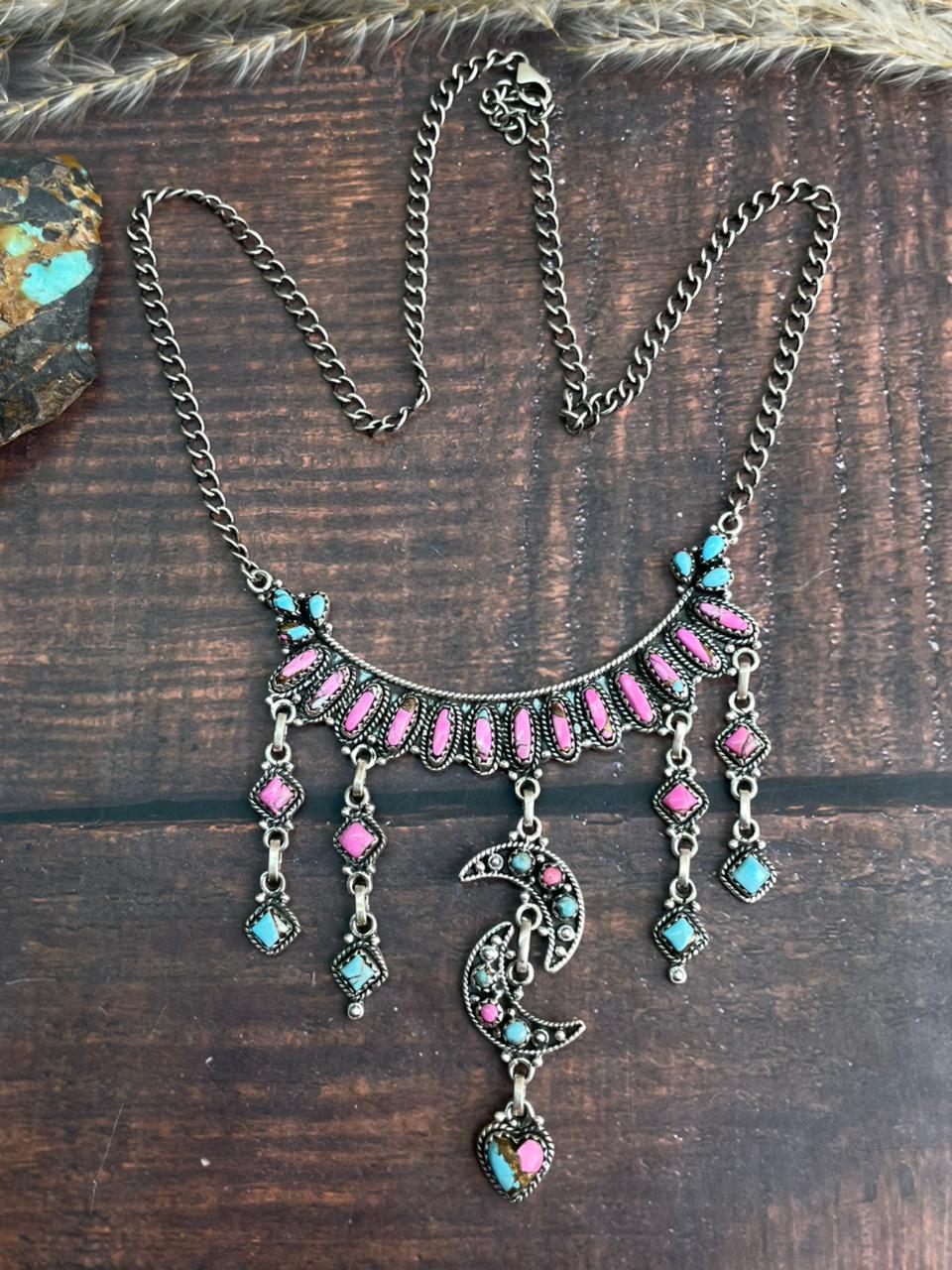 Handmade Sterling Silver Cotton Candy Necklace "Signed Nizhoni"