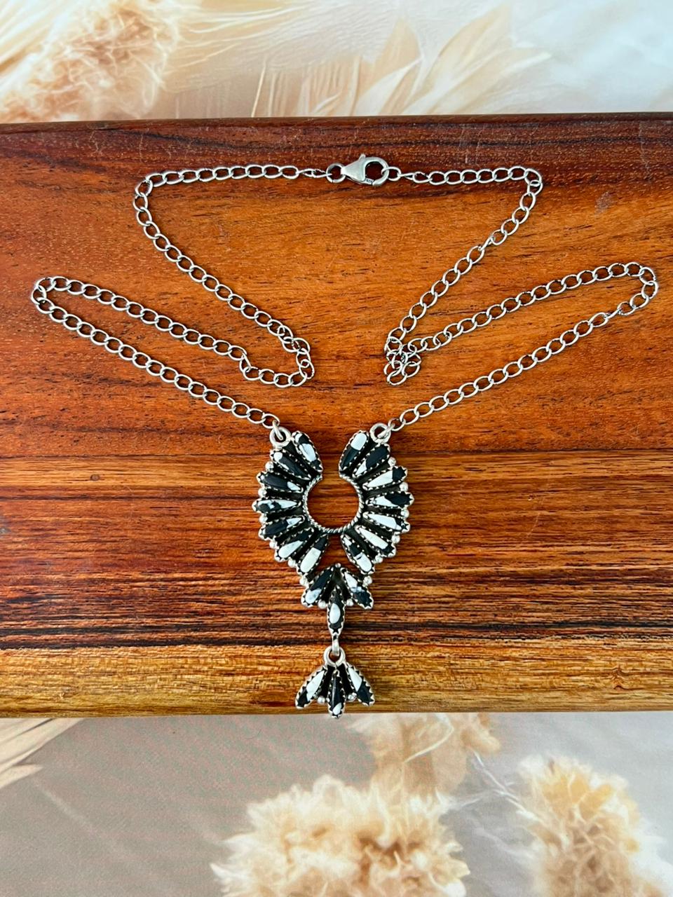 Handmade Sterling Silver White Buffalo Necklace "Signed Nizhoni"