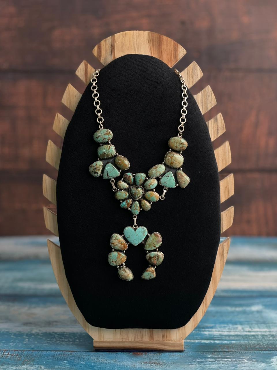 Handmade Sterling Silver Baja Turquoise Collection: Naja Necklace "Signed Nizhoni"