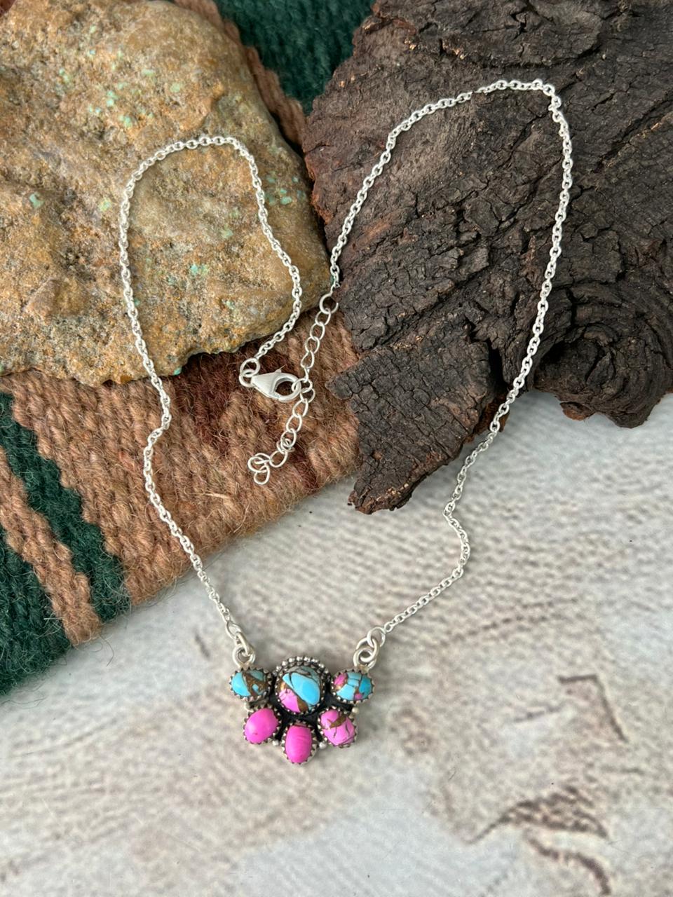 Handmade Sterling Silver Cotton Candy Necklace "Signed Nizhoni"