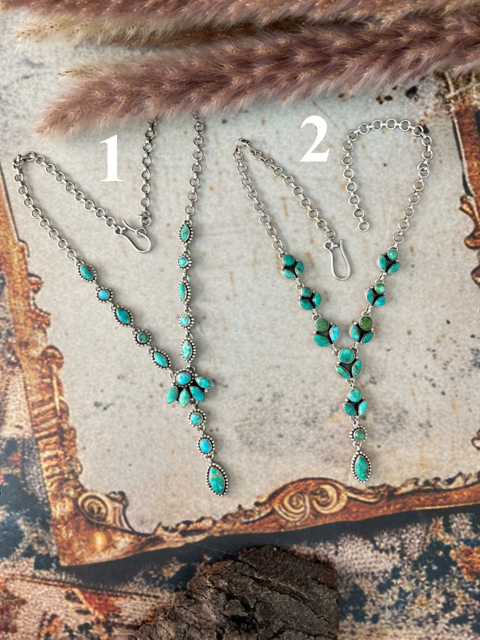 Handmade Sterling Silver Emerald Valley Turquoise Collection: Necklace Signed Nizhoni