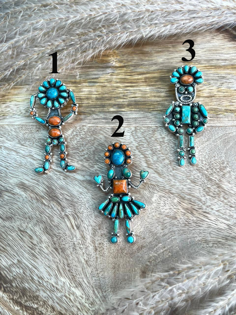 Handmade Sterling Silver Blue Kingman with Kingman Turquoise and Orange Mojave Pendant "Signed Nizhoni"