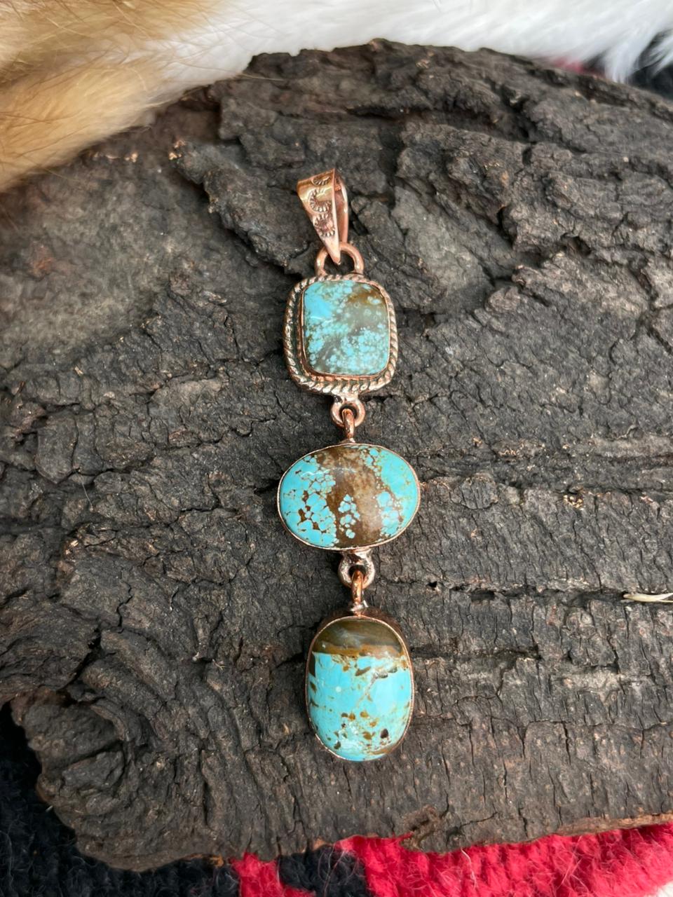 Handmade Copper Collection: Number 8 Turquoise Pendants