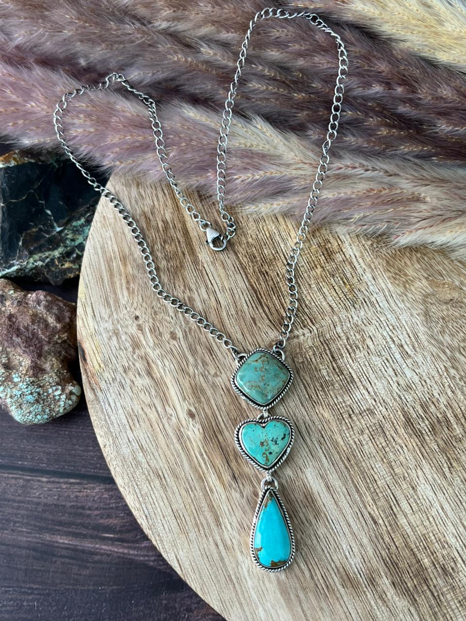 Handmade Sterling Silver Baja Turquoise Collection: Necklace "Signed Nizhoni"