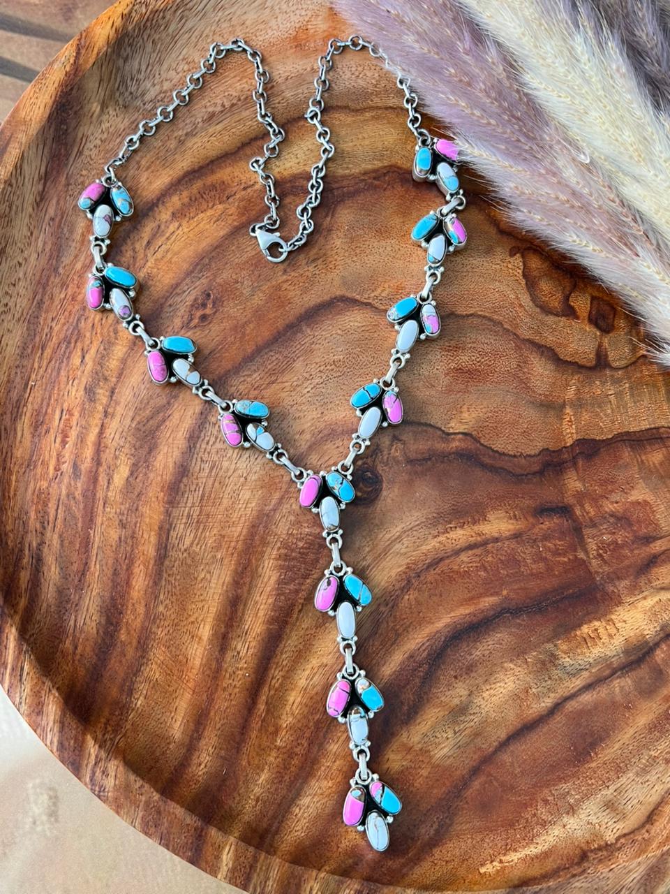 Handmade Sterling Silver Cotton Candy Drop Necklace "Signed Nizhoni"