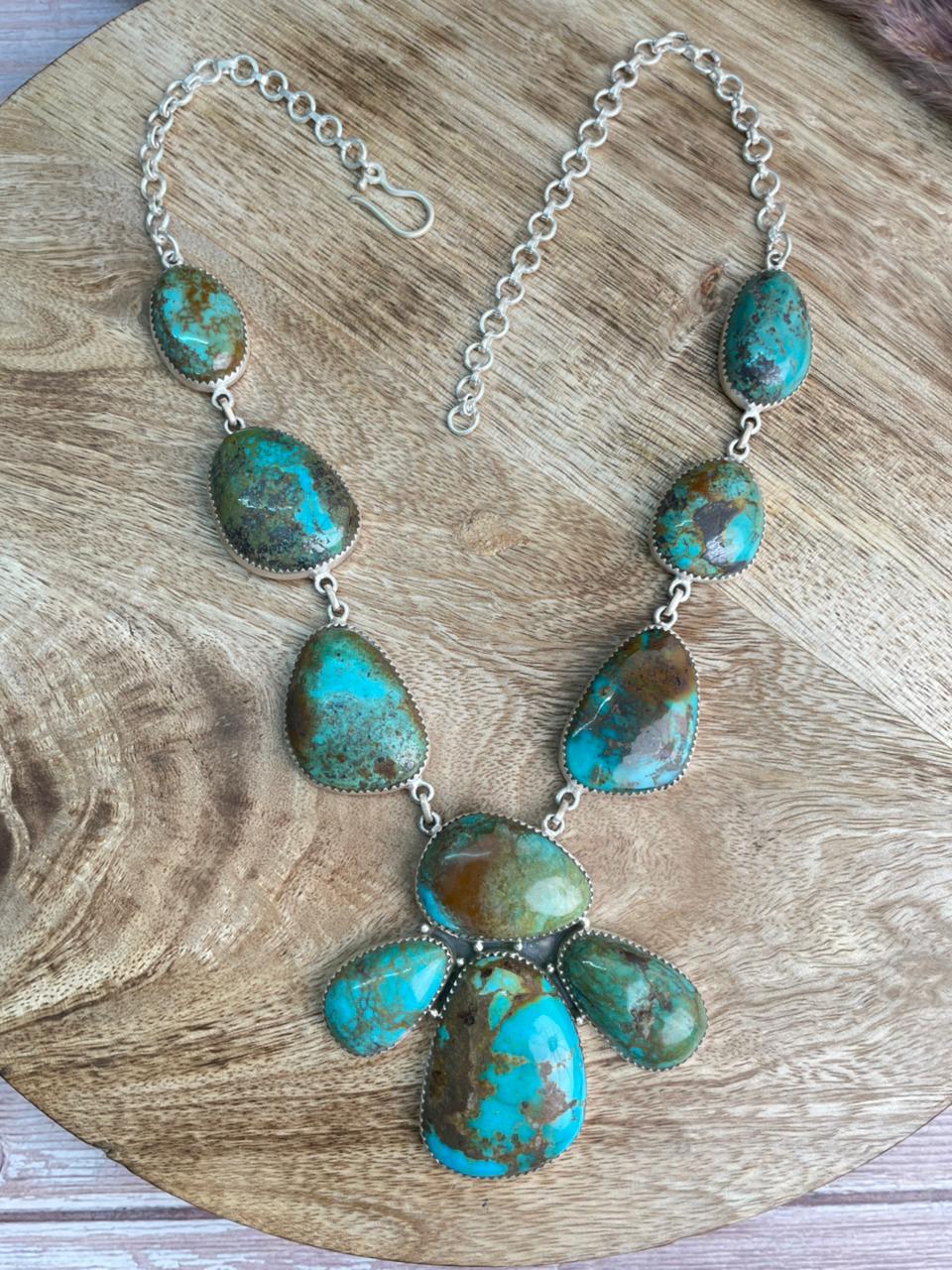 Handmade Sterling Silver Royston Turquoise Collection: Necklace "Signed Nizhoni"