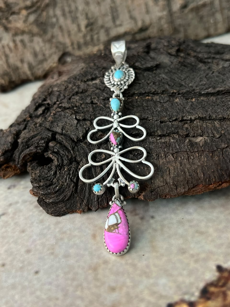 Handmade Sterling Silver Cotton Candy Pendant Signed Nizhoni