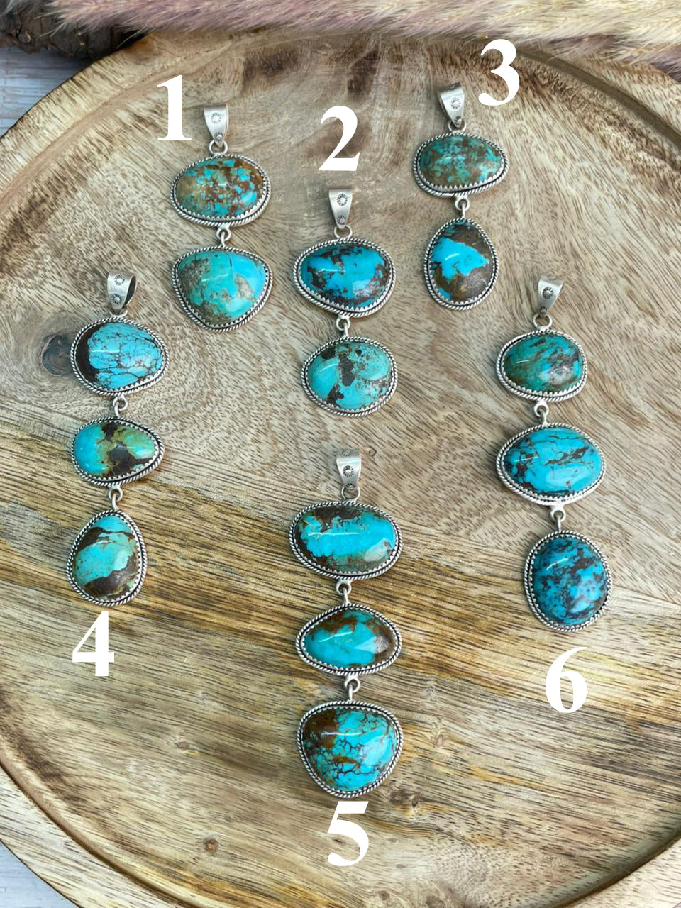 Handmade Sterling Silver Kingman Turquoise Collection: Pendant "Signed Nizhoni" (4)