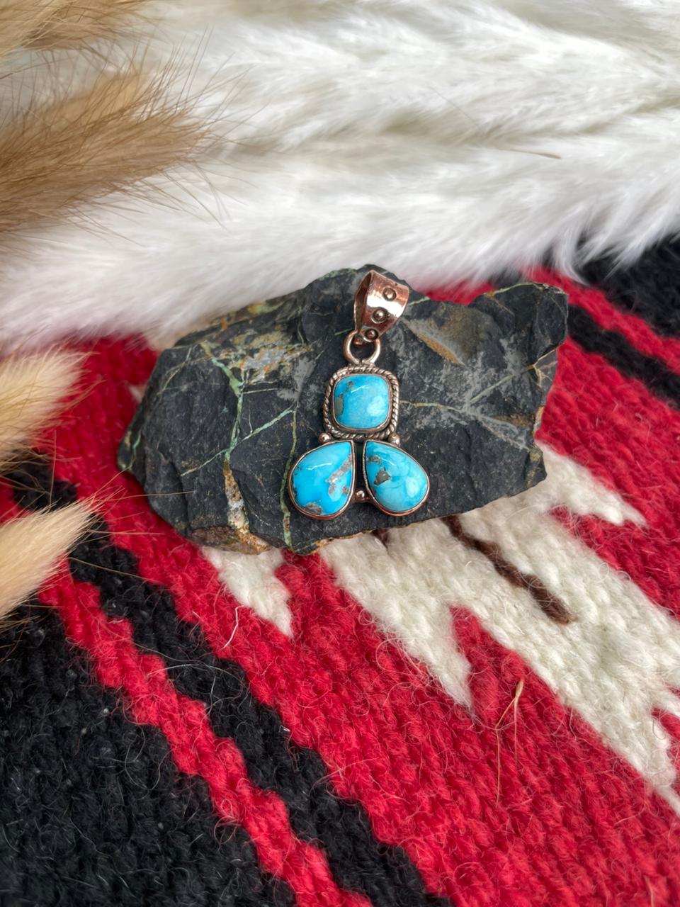 Handmade Copper Sierra Bella Turquoise Pendant