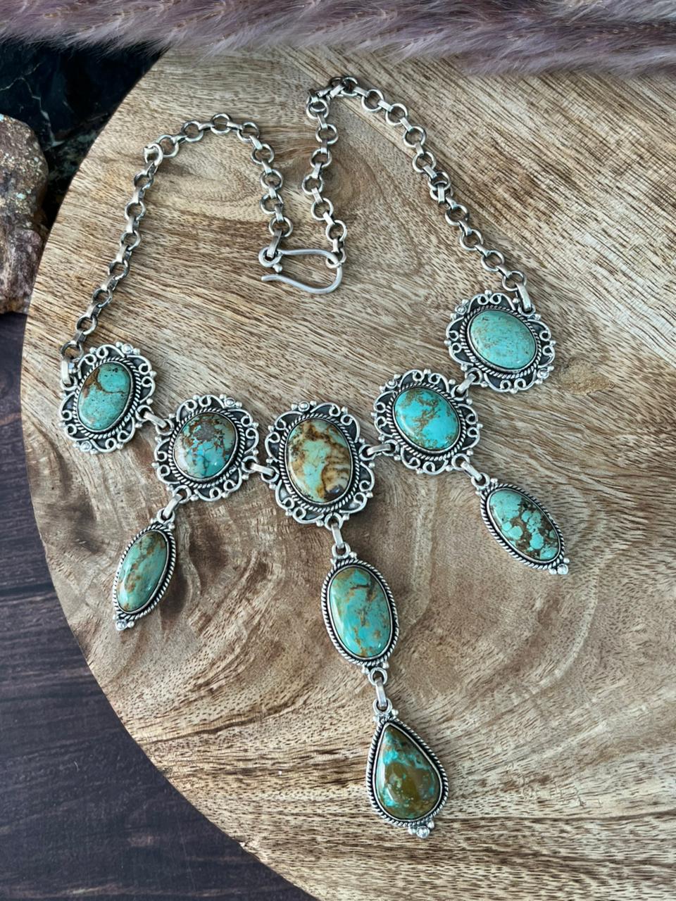 Handmade Sterling Silver Baja Turquoise Collection: Choker Necklace "Signed Nizhoni"