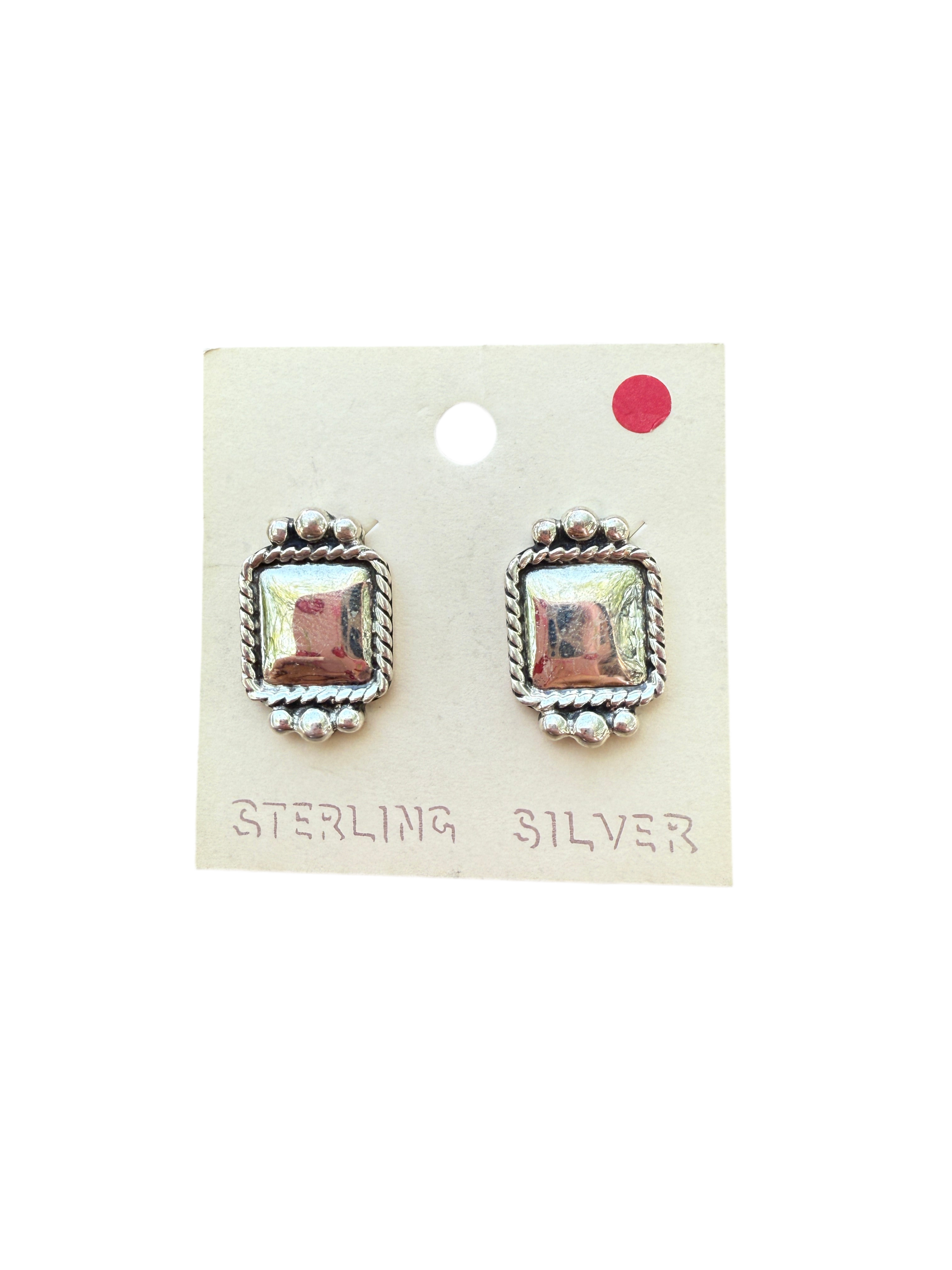 Handmade Sterling Silver Square Clip On Earrings