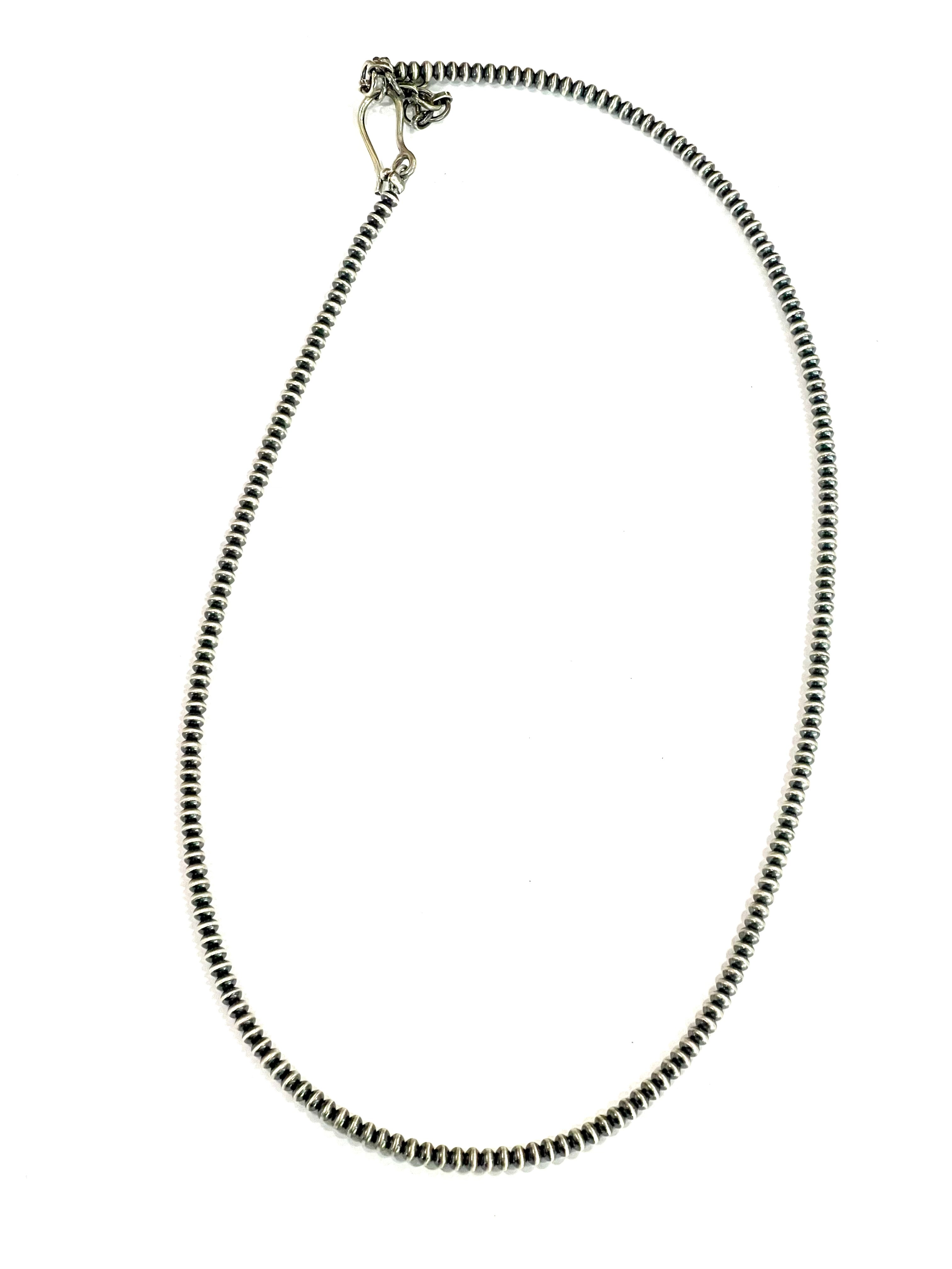 Handmade Sterling Silver 3mm 18” Beaded Necklace