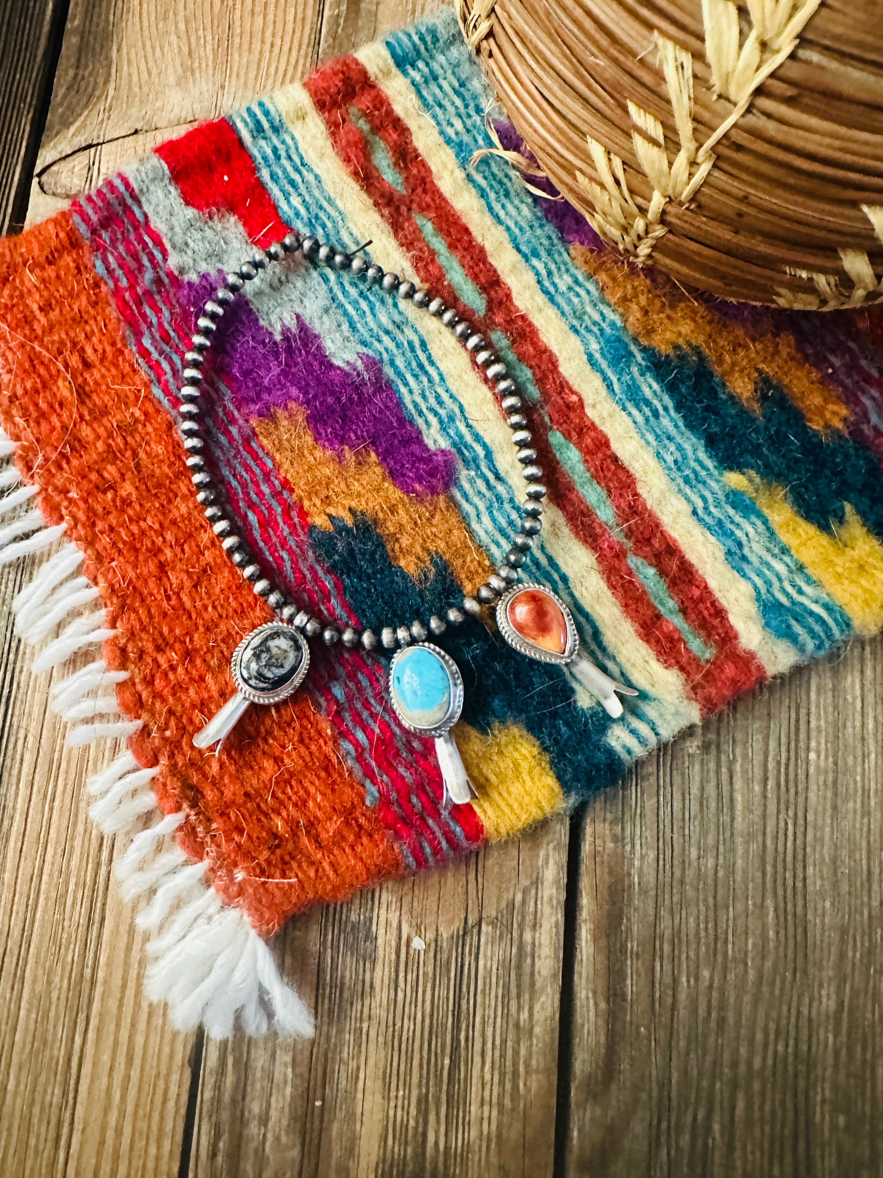 Handcrafted 3mm Sterling Silver Pearl & Multi Stone Blossom Stretch Bracelet