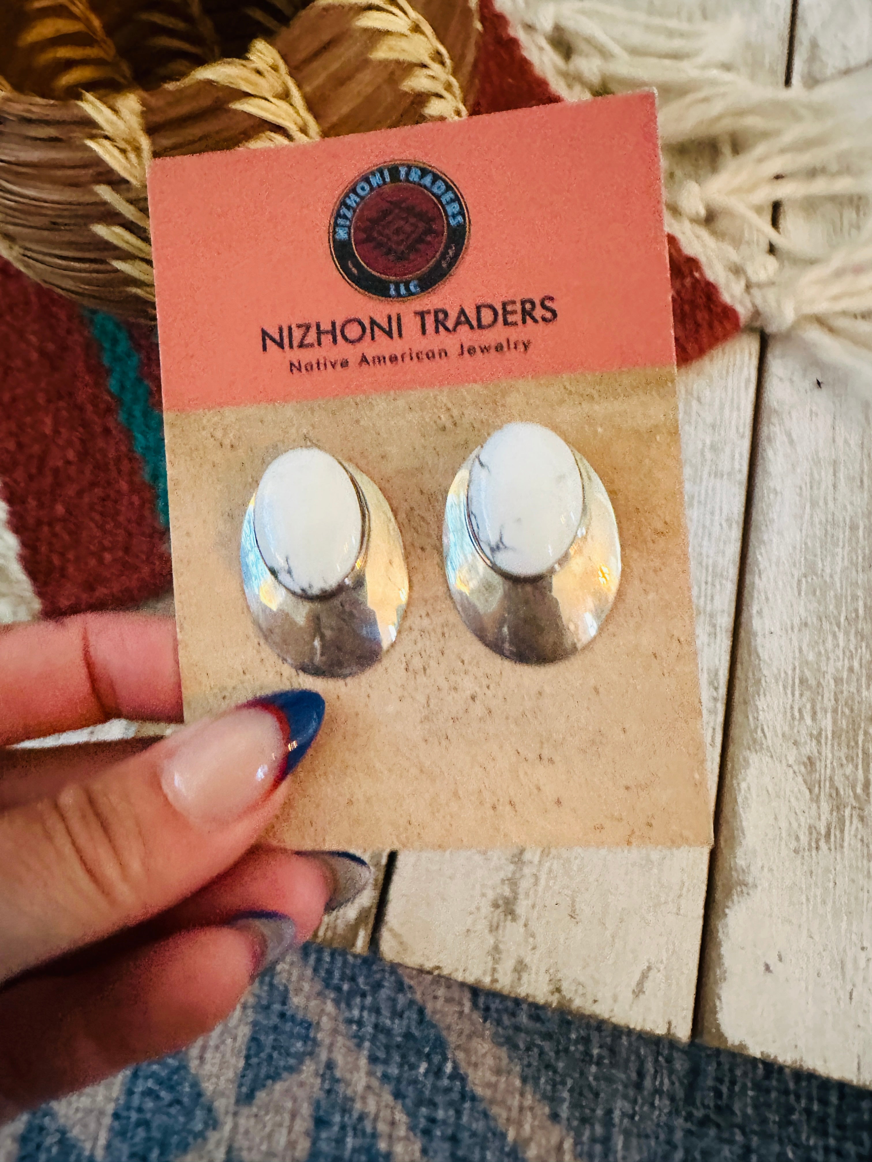 Handcrafted Howlite & Sterling Silver Post Earrings
