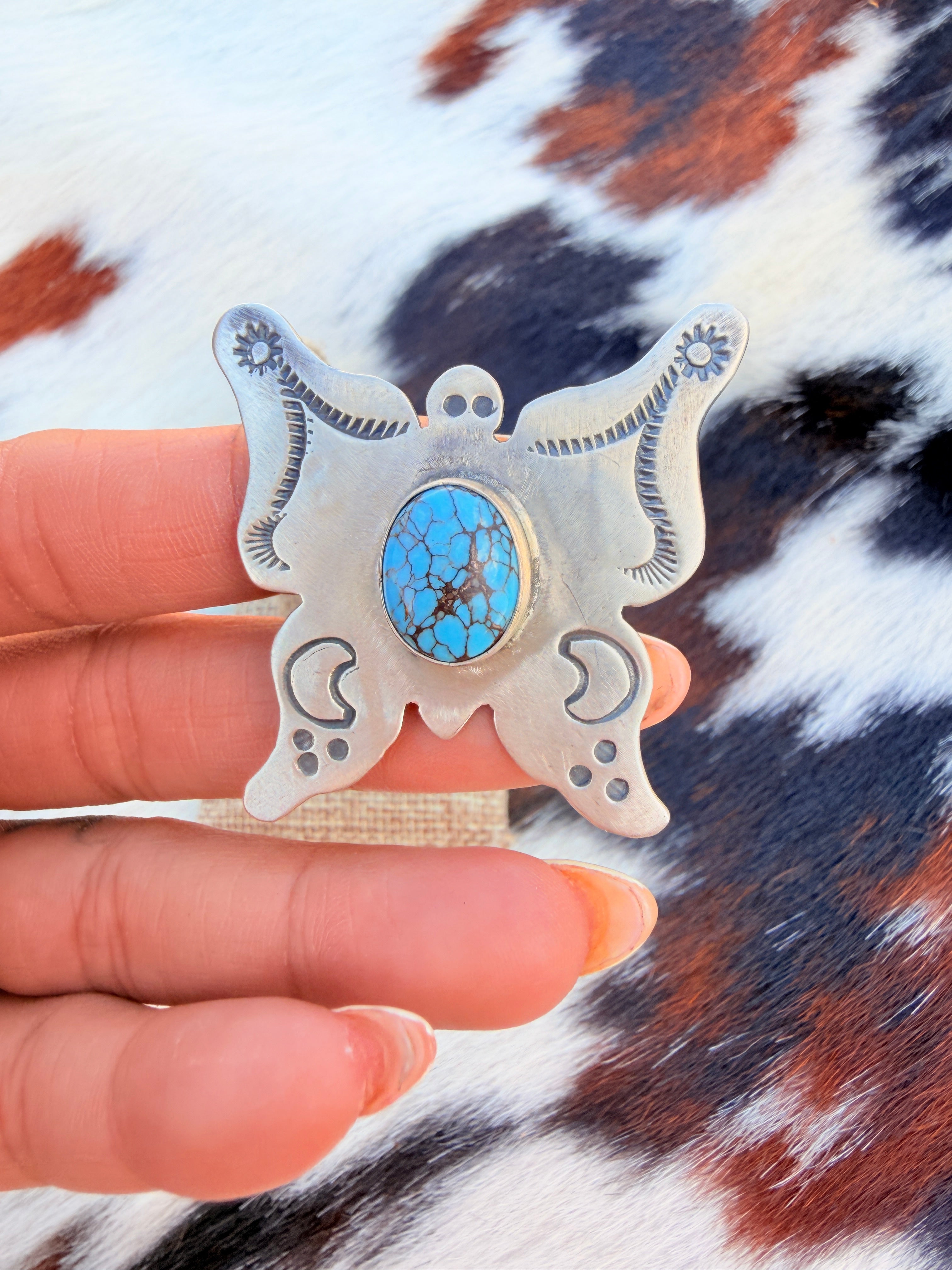 Handcrafted Turquoise & Sterling Silver Adjustable Butterfly Ring