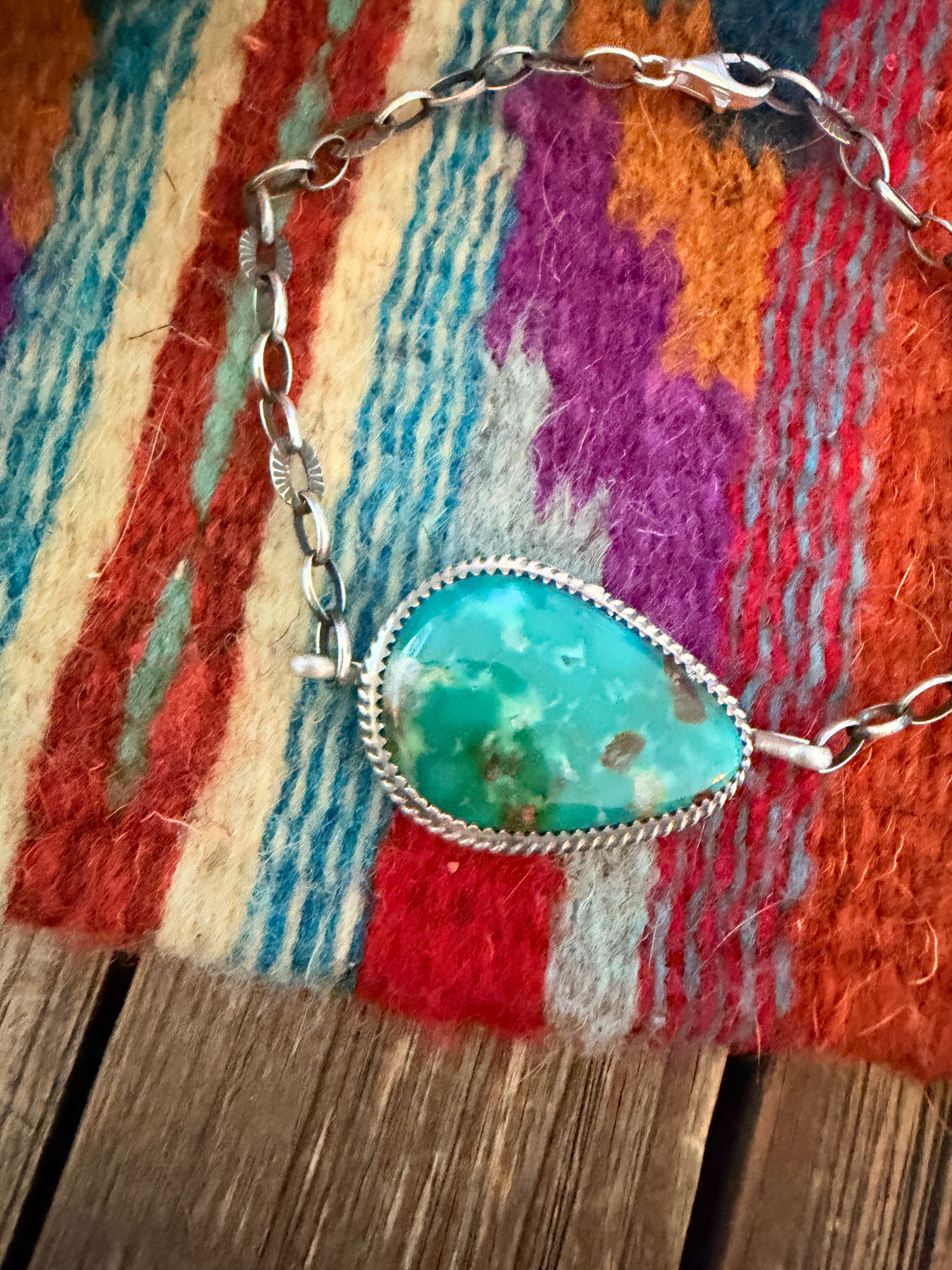 Handmade Sterling Silver and Turquoise Link Bracelet