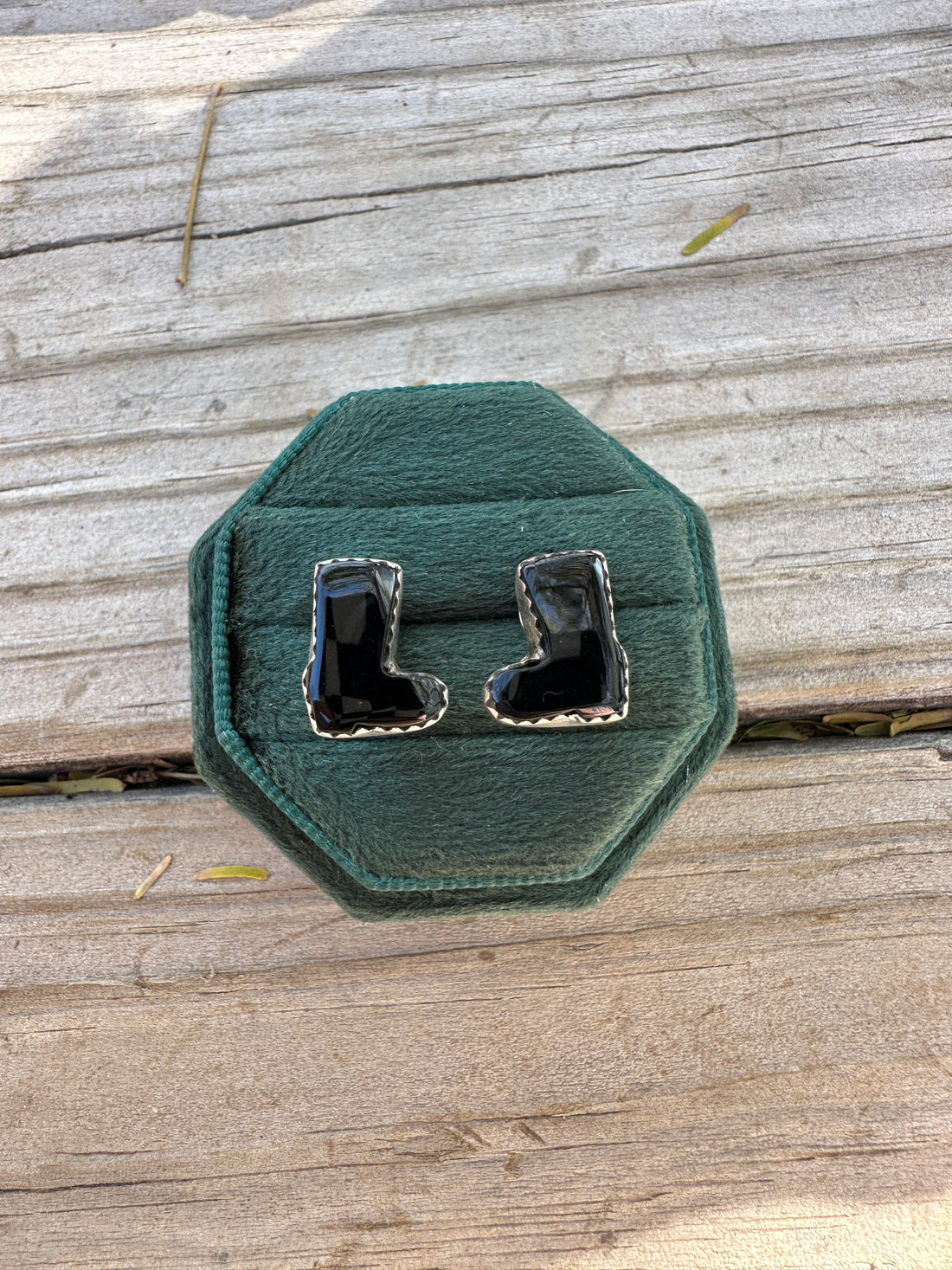 Onyx Sterling Silver Boot Earrings Handmade