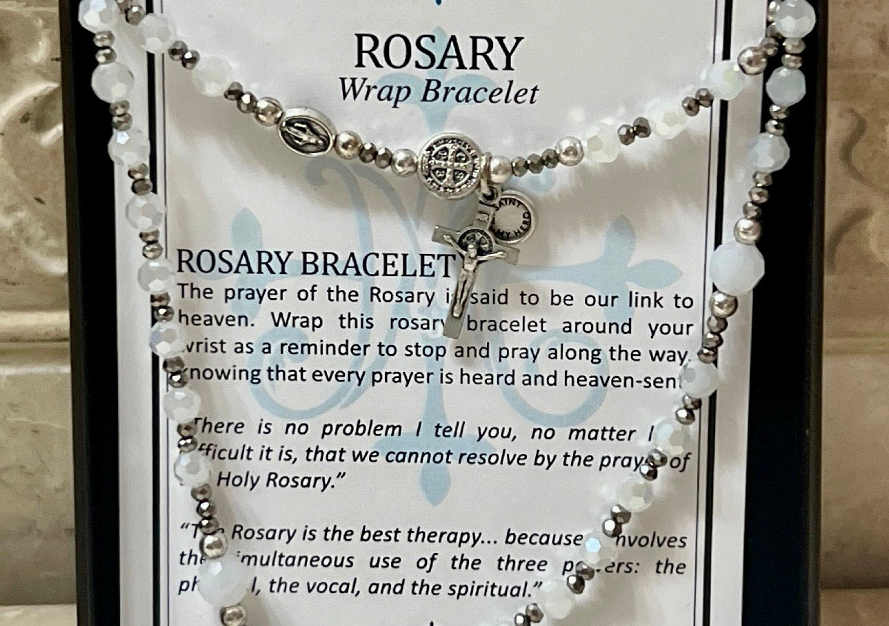 Rosary Wrap Bracelet (White)