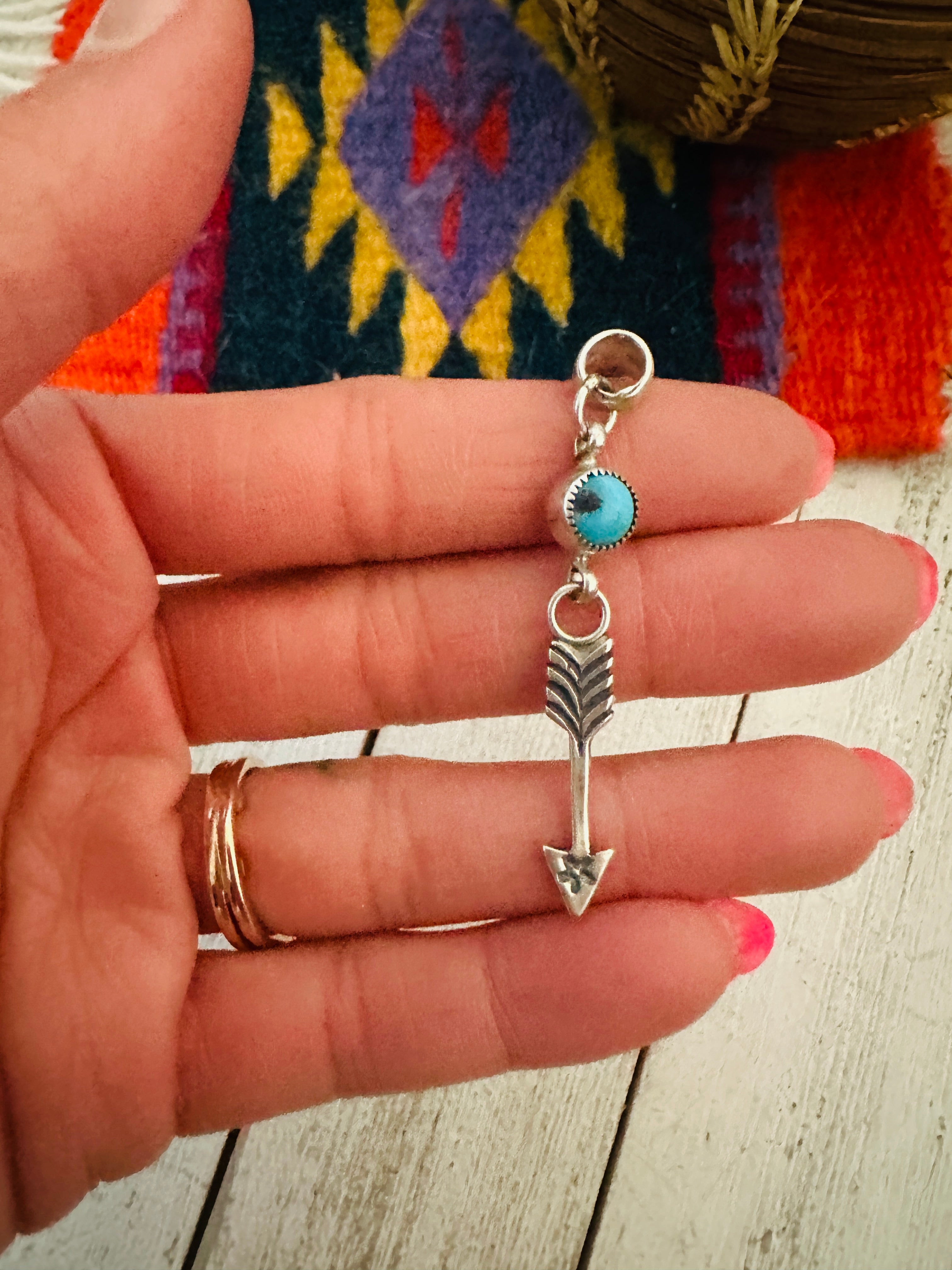 Navajo Turquoise & Sterling Silver Arrow Pendant