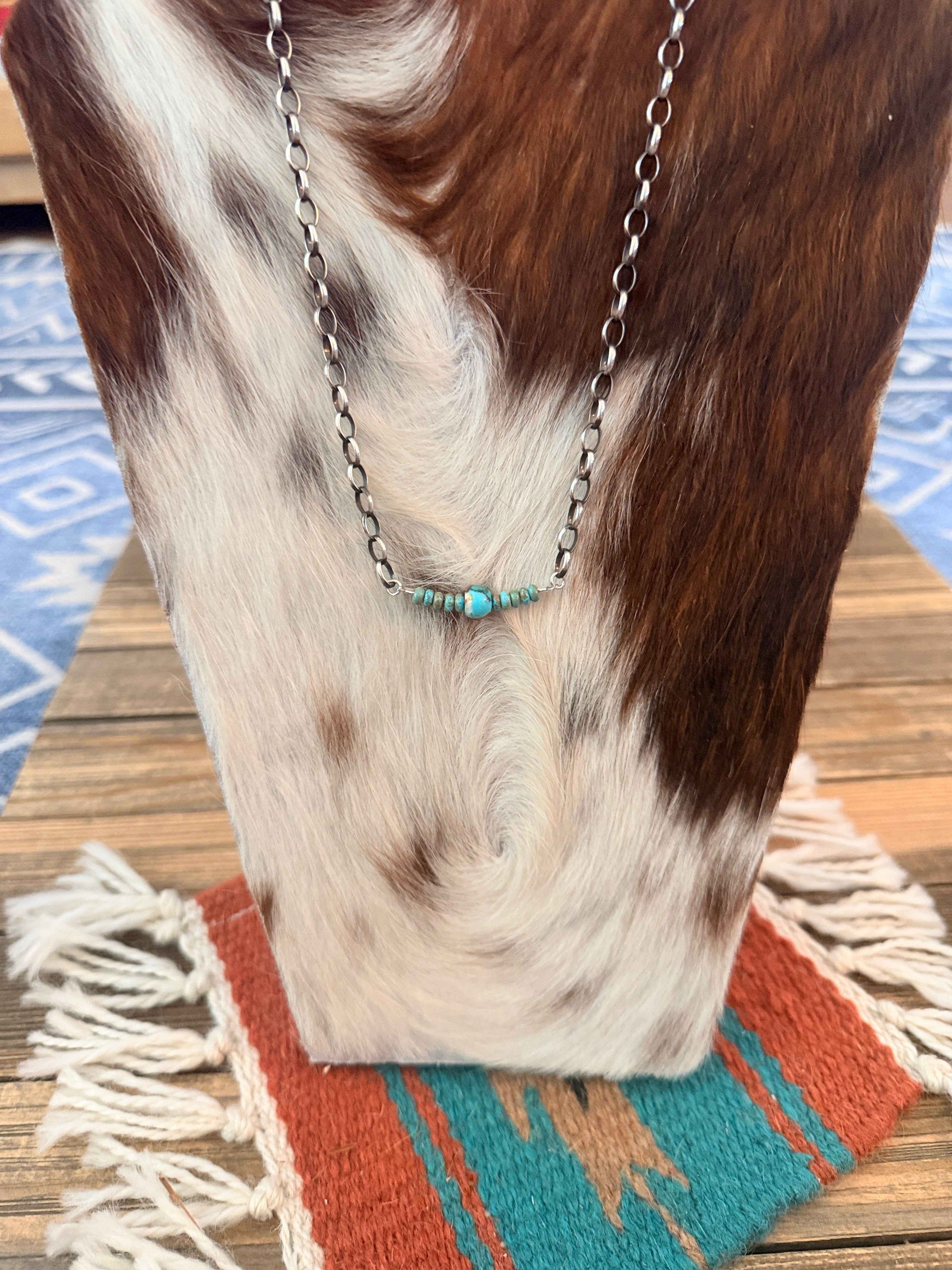 Handmade Sterling Silver, Turquoise & Spice Beaded Necklace
