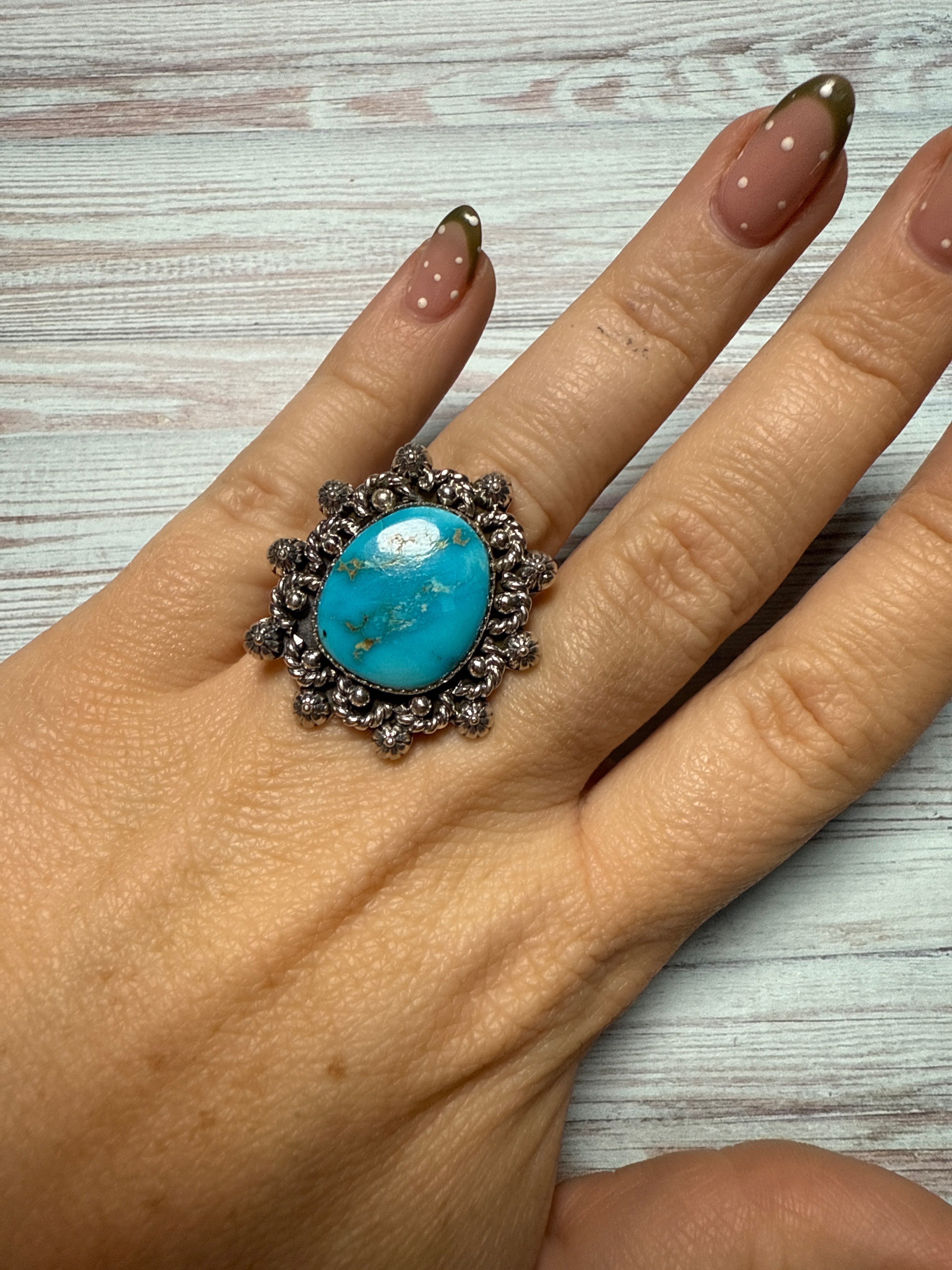 Handmade Turquoise Sterling Silver Adjustable Ring