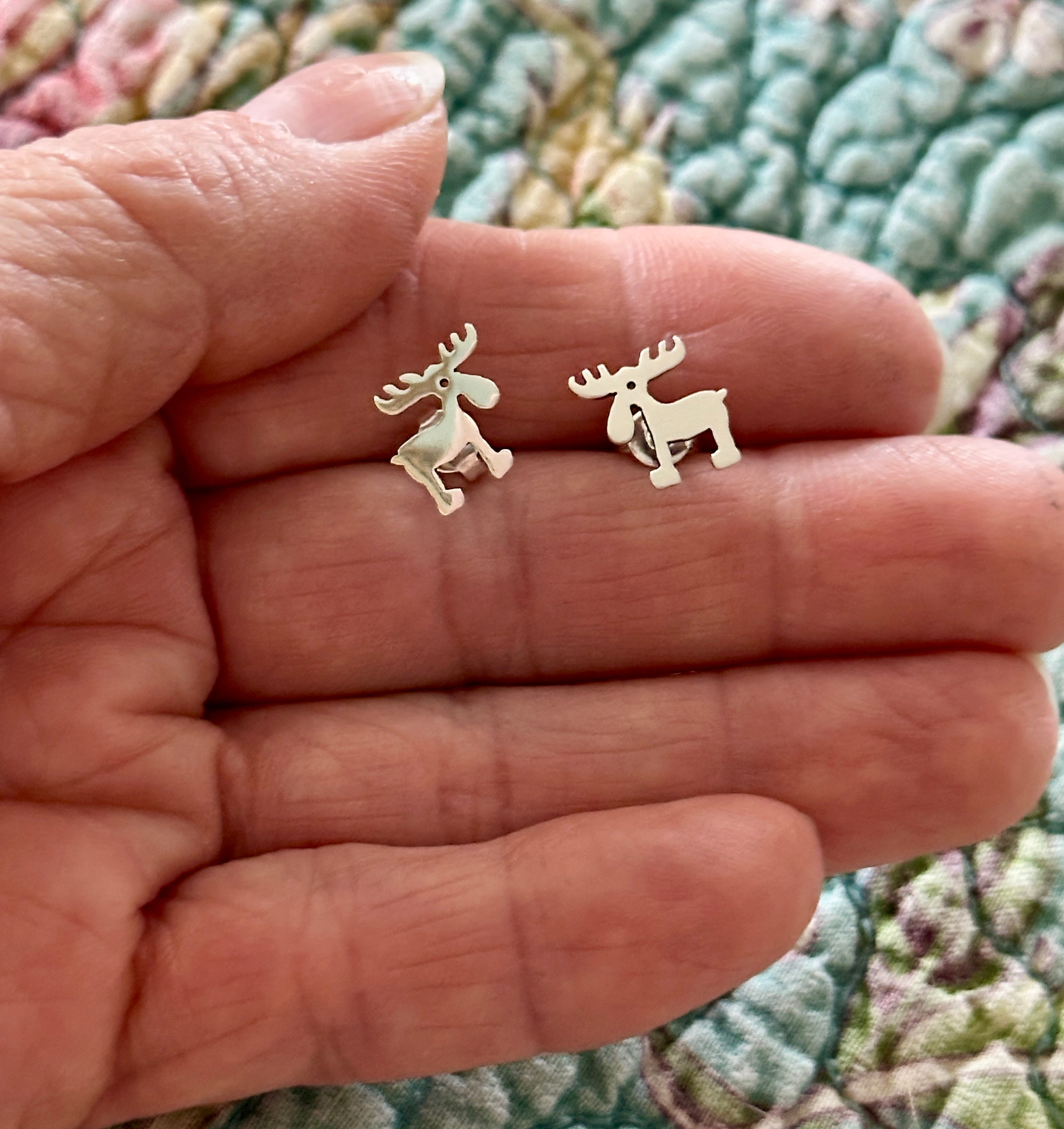 Sterling Silver Moose Earrings On Post